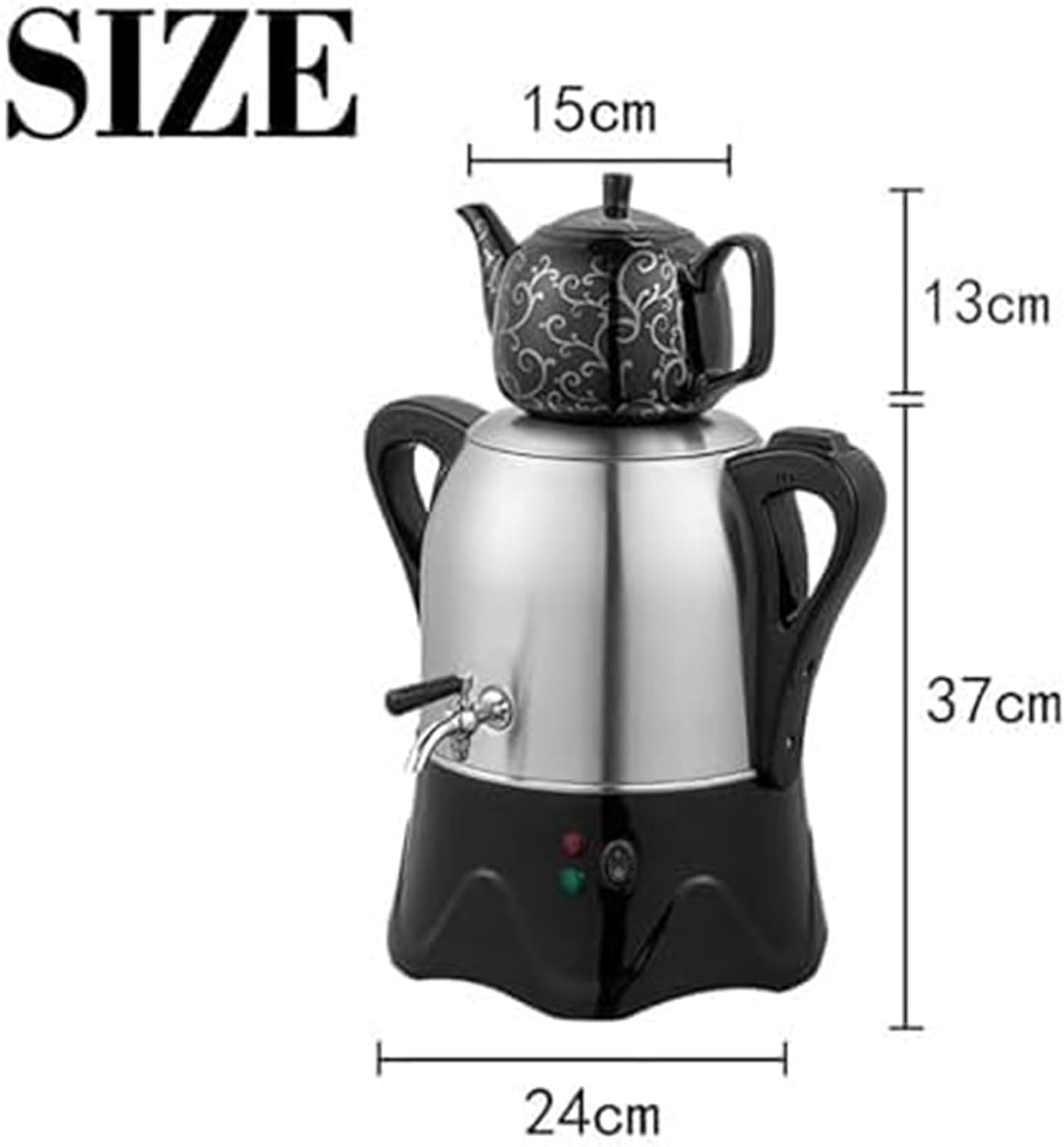 2000W Electric Turkish Tea Maker, 3L Stainless Steel Teapot, 1L Ceramic Teapot, Electric Kettle Samovar, with Keep Warm Function, Porcelain for Coffee, Scented Tea(White)