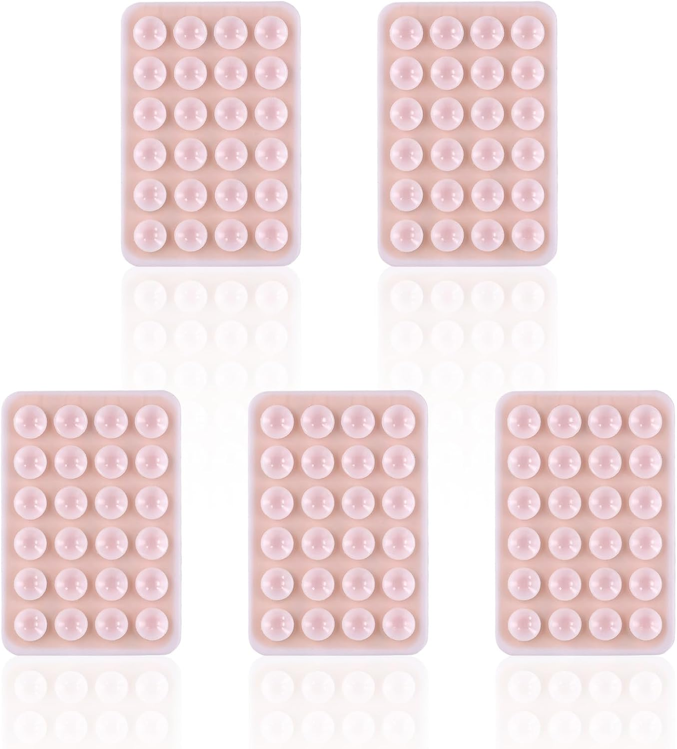 5Pcs Phone Suction Holder, Non-Slip Silicon Adhesive Phone Stand Sticky Phone Mount with 24 Suction Cups Hands-Free Phone Accessories Holder for Selfies and Videos(Light Pink) image number 5