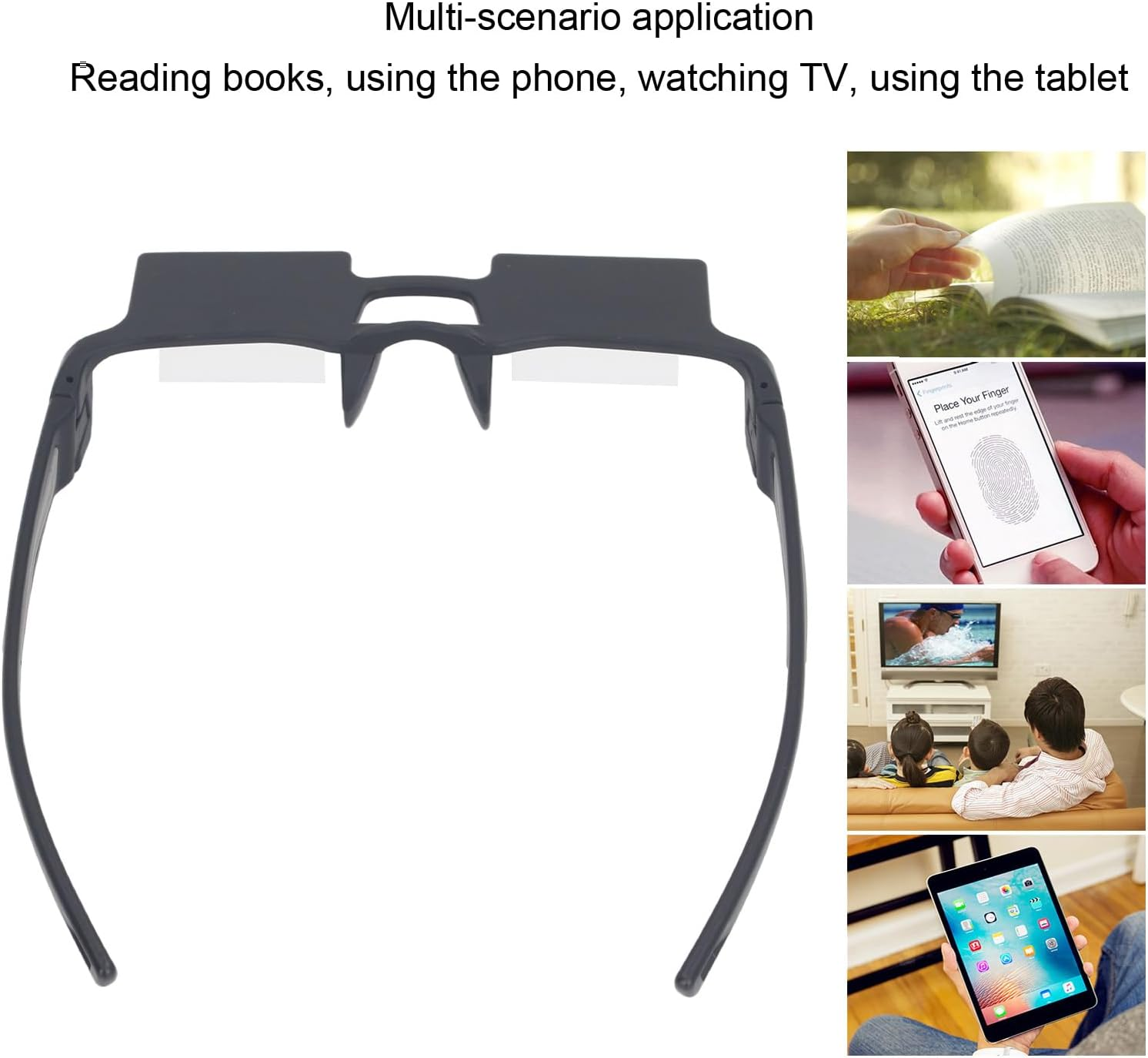 Lazy Glasses, 90&deg; Laying down Glasses, Horizontal View Prism Glasses for Laying down Reading, Watching TV with Glass or Reading Glass
