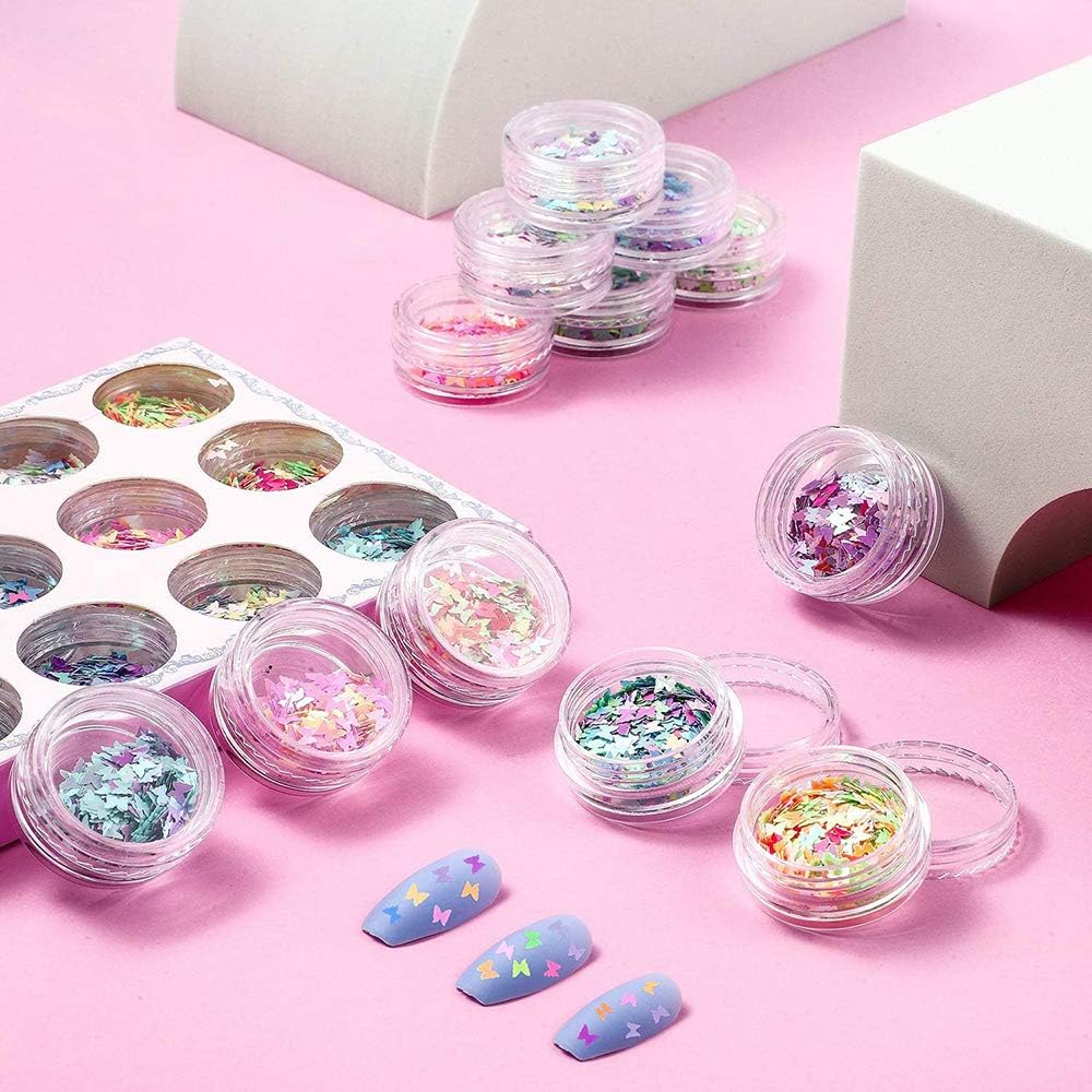 24 Boxes Holographic Butterfly Nail Sequins Nail Art Flakes Iridescent Paillette for Manicure Makeup Decorations image number 5