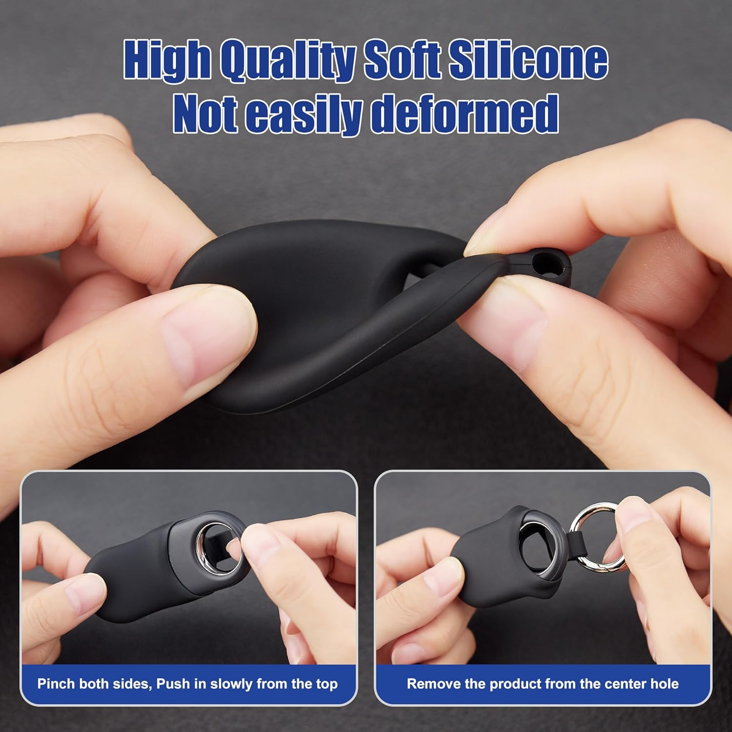 For Samsung Smarttag2 Case,4 Pack Silicone Keychain Galaxy Smart Tag 2 Holder,Gps Tracker Protective Cover with Keyring for Backpacks, Keys,Luggage, Wallet - Black image number 4