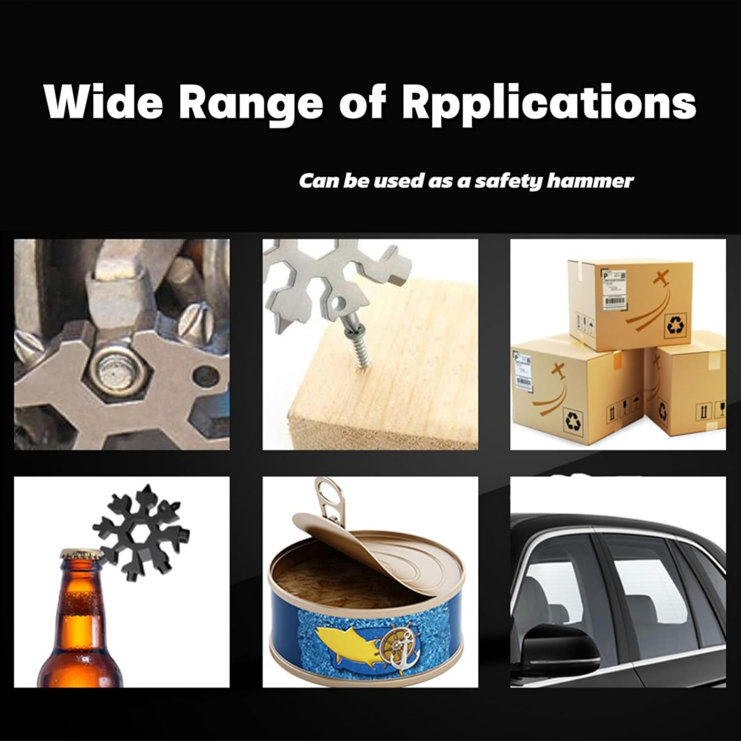 4 PCS Multifunctional Snowflake Wrenchs,18-In-1 Multi-Purpose Screwdriver,Portable Screwdriver Keyring,Universal Portable Tool Set,Flat Phillips Screwdriver,Wrench,Mini Durable and Portable image number 1