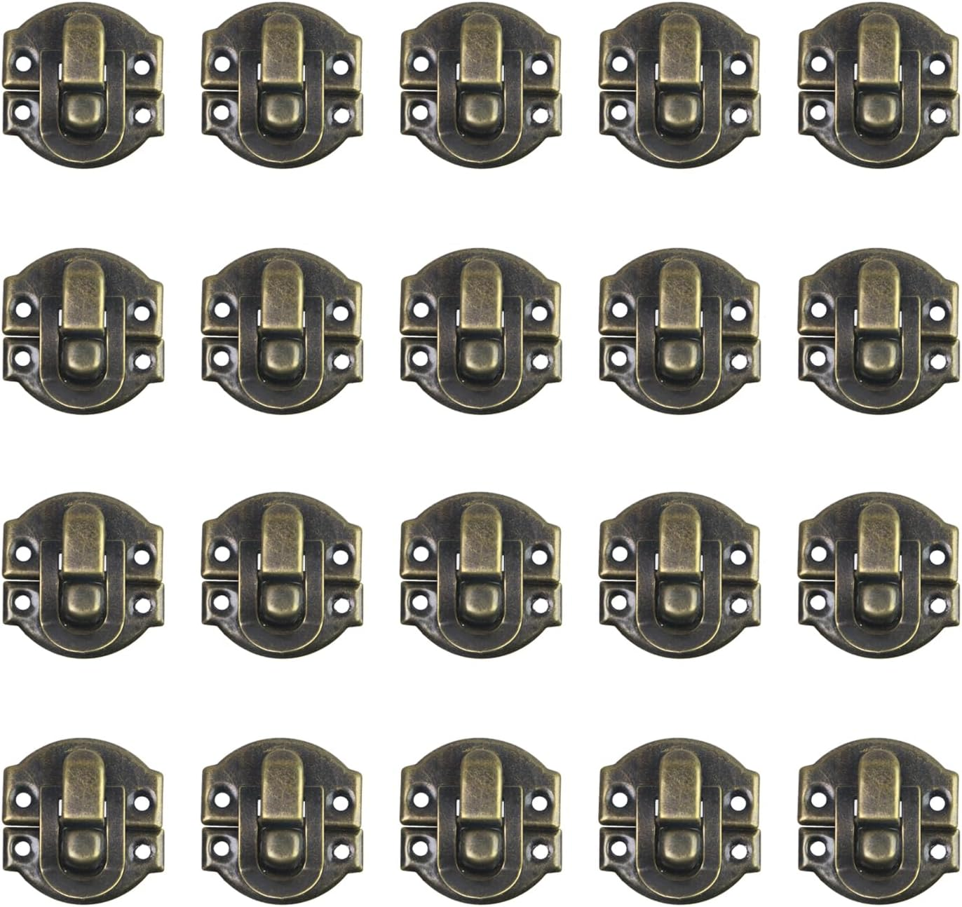 Geesatis 20 PCS Antique Bronze Hasp Latch Lock Buckle Hardware for Jewelry Boxes Metal Clip Clasp Vintage Hardware Latch Buckle with Mounting Screws, Bronze, Small image number 1
