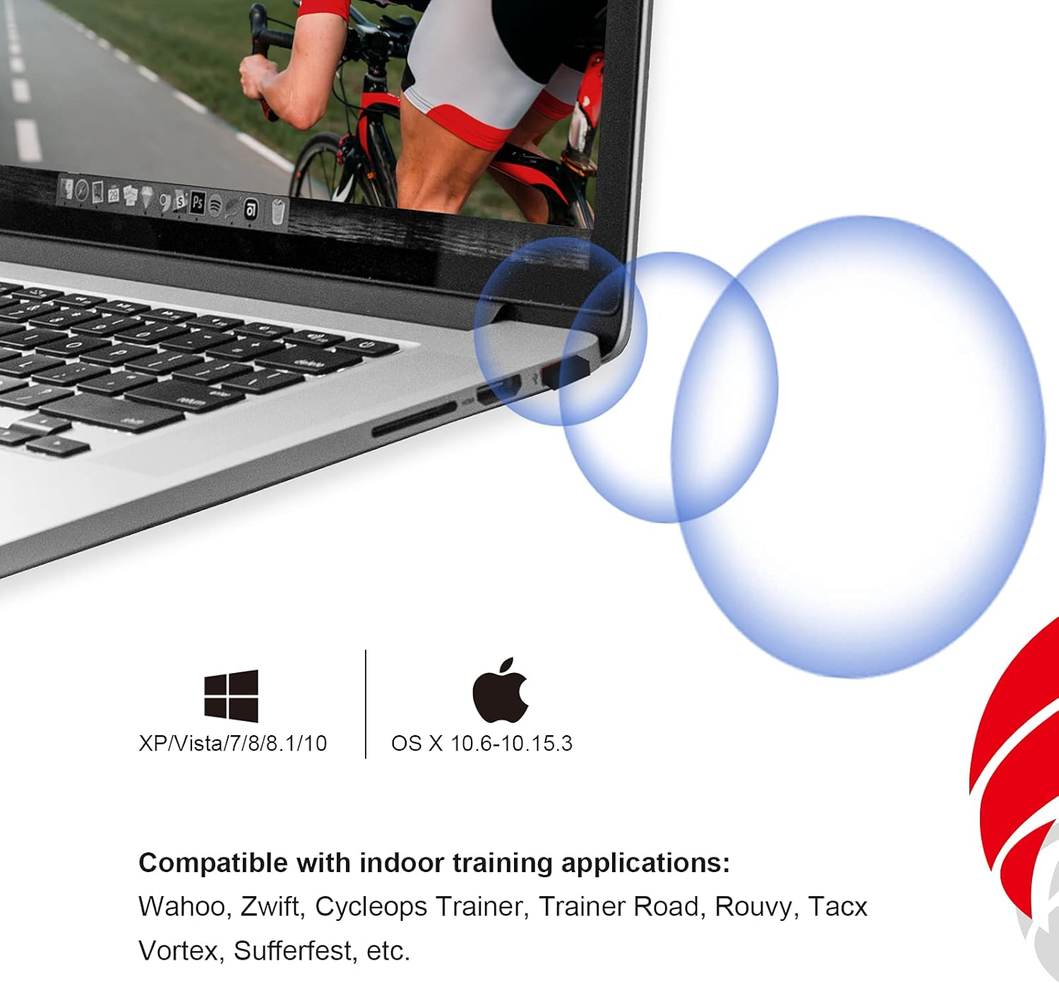 FITCENT ANT Dongle for Zwift Garmin Cycling and Fitness Device, ANT+ USB Dongle Stick Receiver for Wahoo, Suunto, Tacx, Bkool, Cycleops, Trainerroad