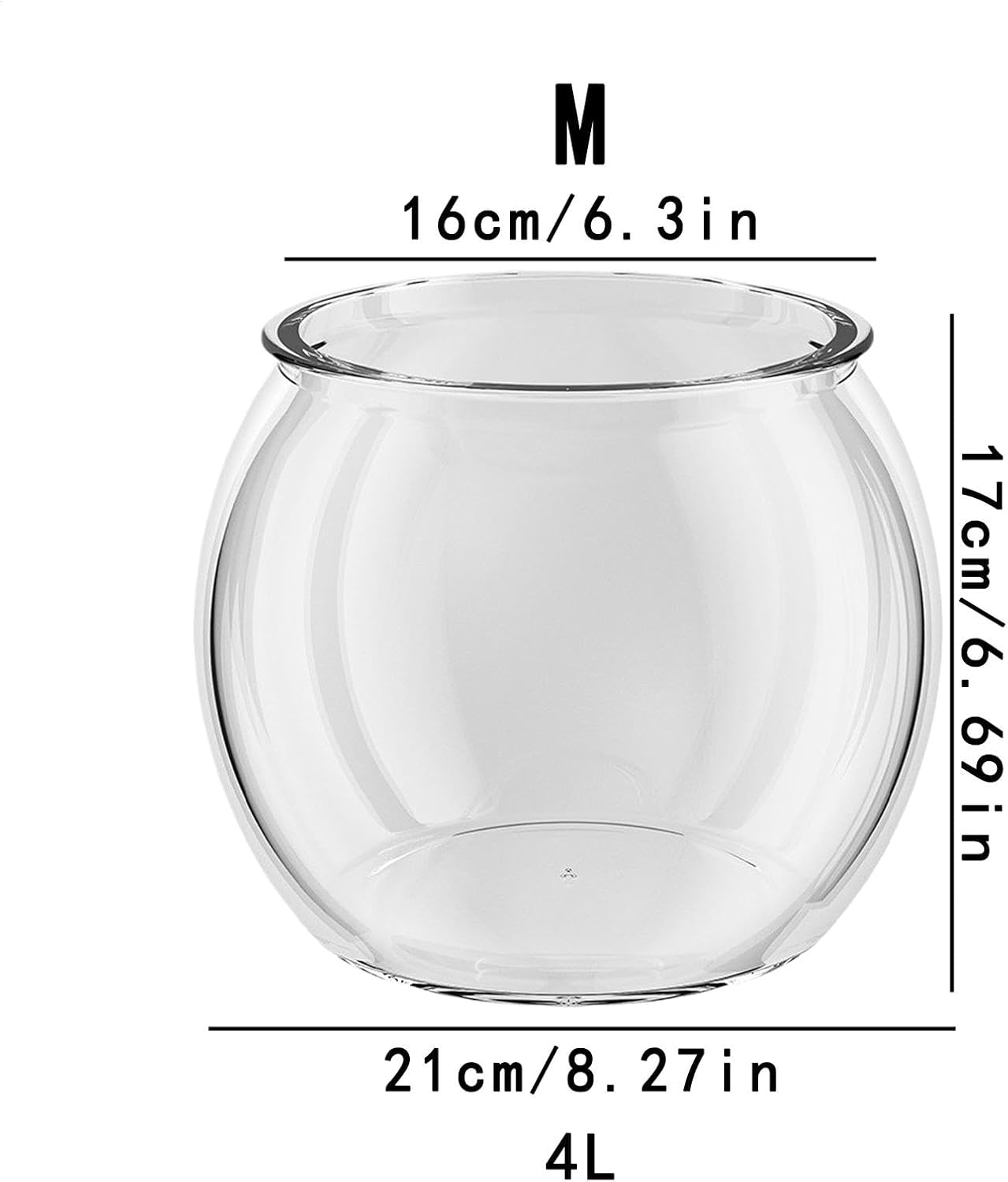 Round Aquarium, Drinking Fish Bowl, Clear Beta Fish Aquariums, 4L Small Betta Fish Tank, Compact Modern Aquatic Animal Container Room Decoration for Home Tabletop