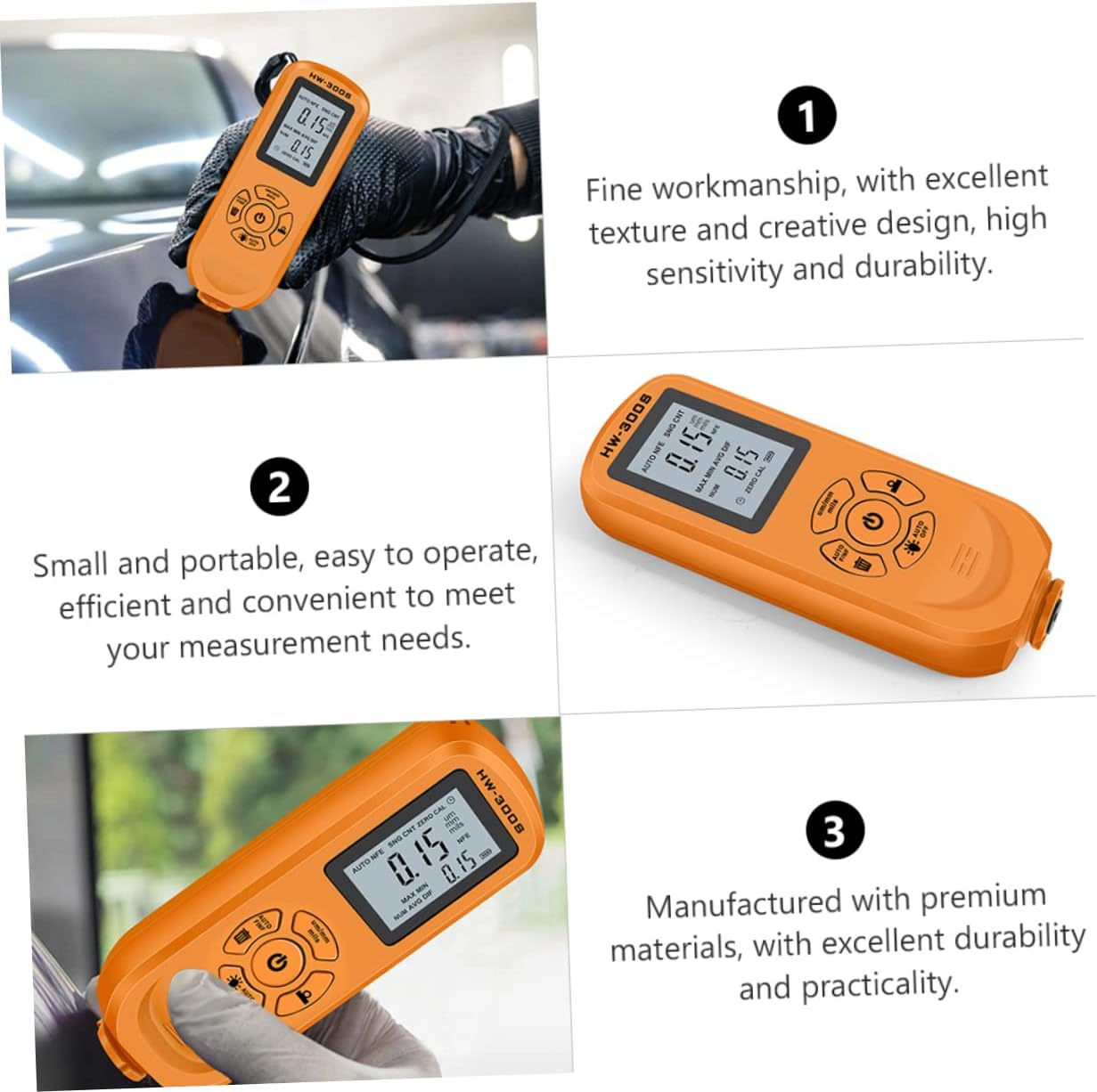 Car Coated Thickness Tester Automotive Paint Gauge Digital Display 0-2000&Mu;m Measurement Range Lightweight and Easy to Use image number 6