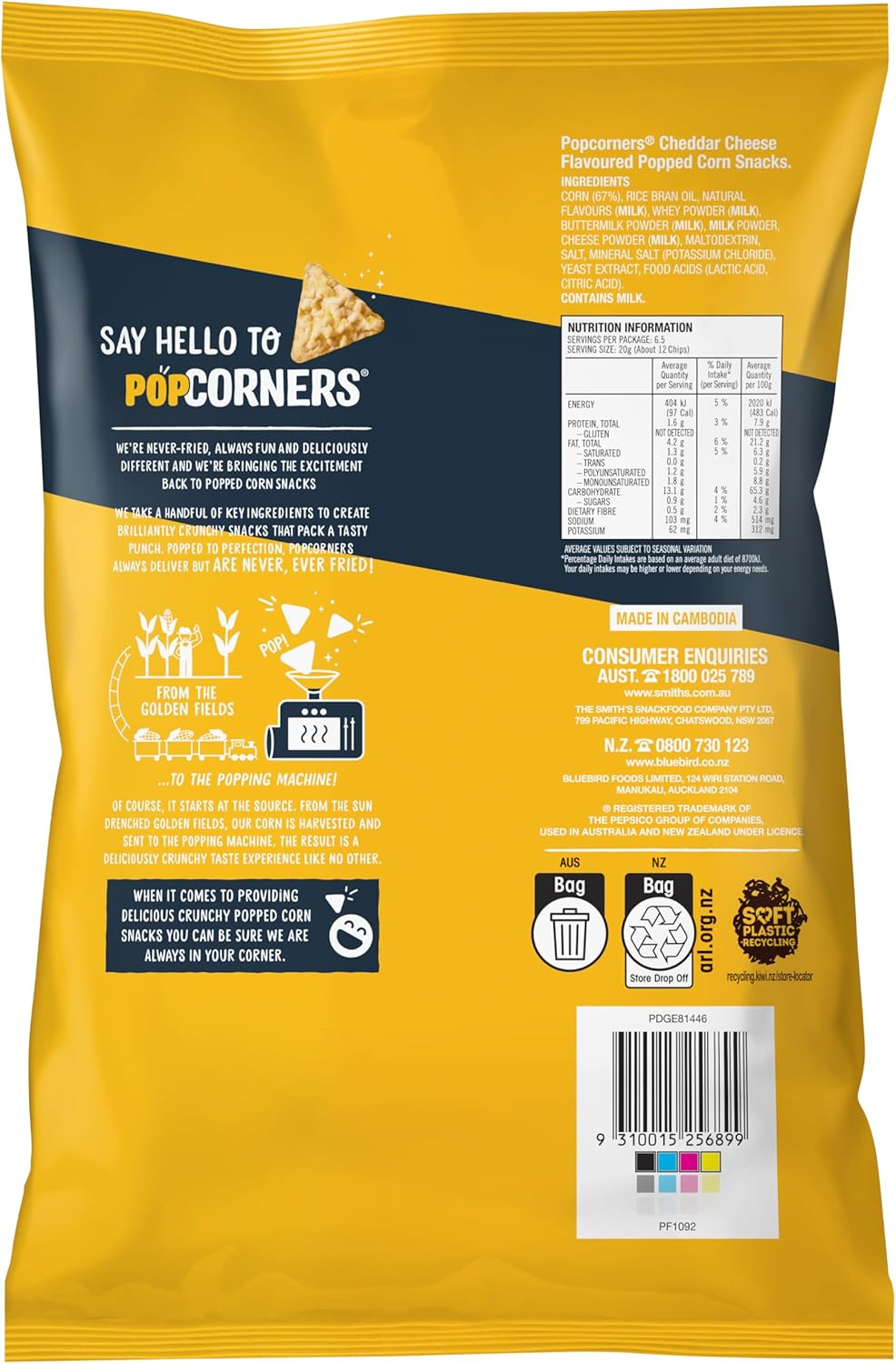 Popcorners Cheddar Cheese 130G