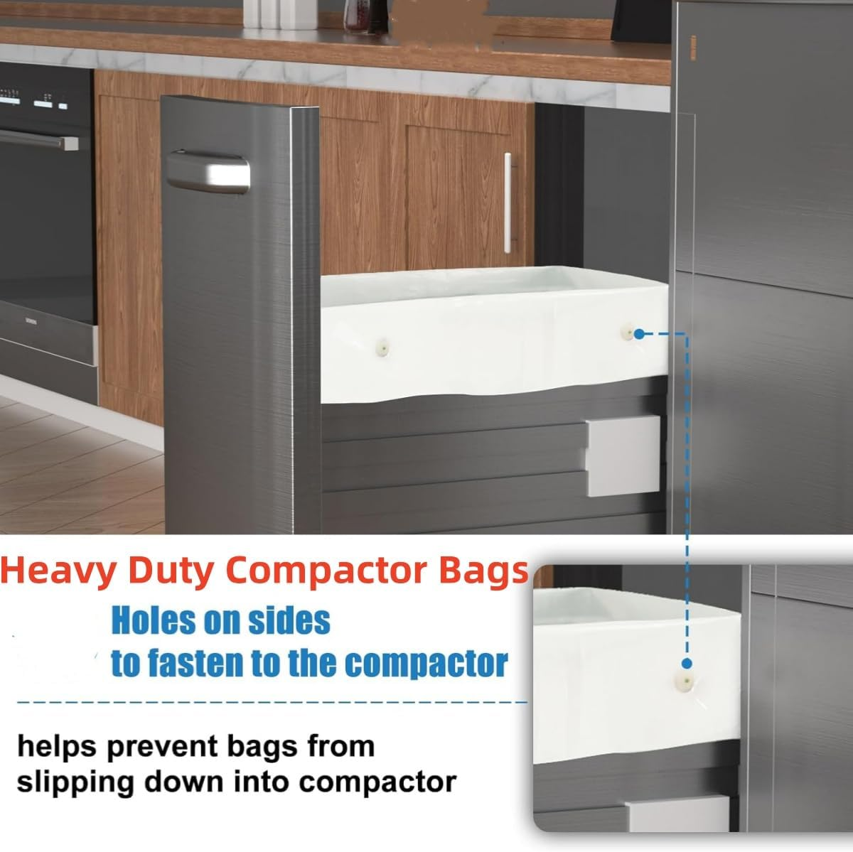 20Pcs 15 Inch Universal Compressible Trash Bags,Fits 15 Inch Rectangular Drawer Compactors, Space-Saving Compressed for Small Spaces/Rv/Camping (Ties Included, White) image number 3