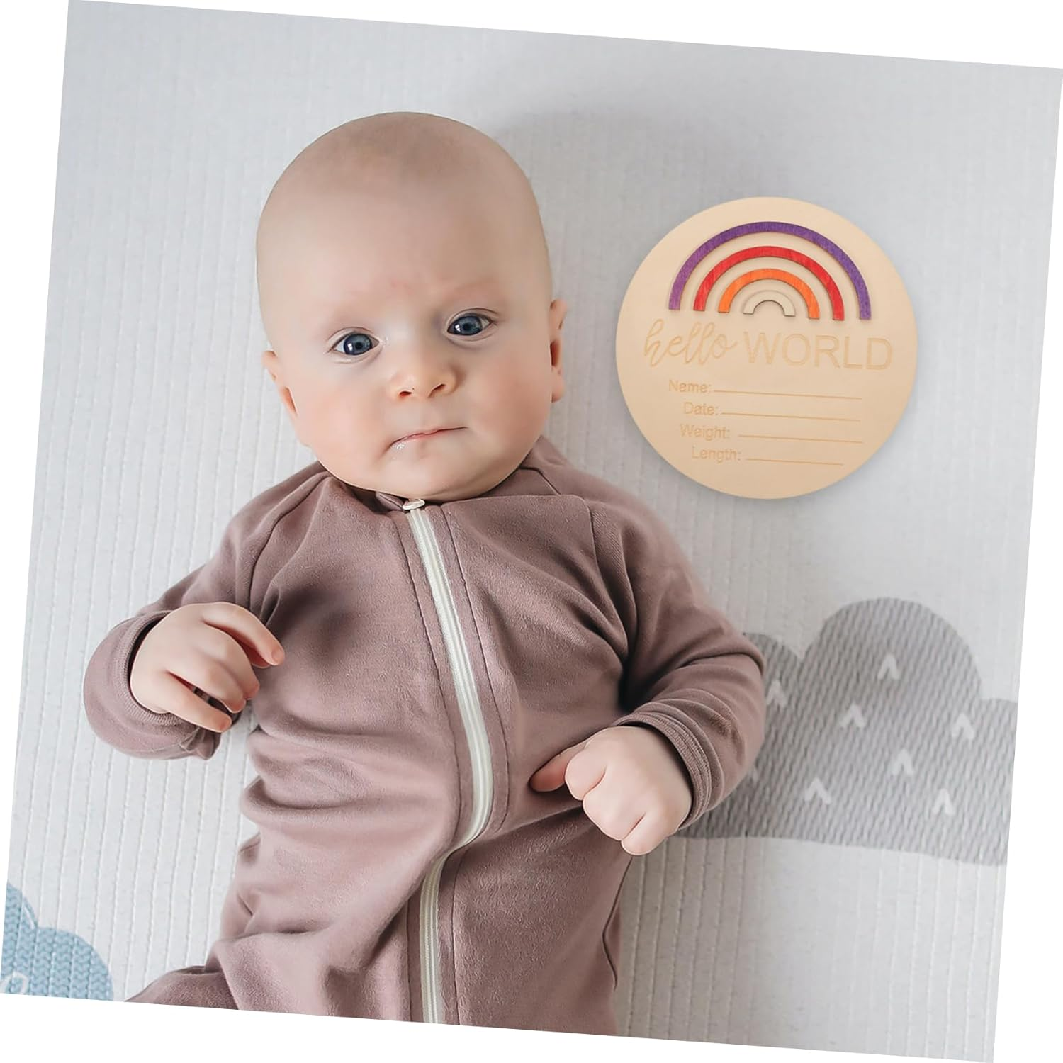 Milestone Cards Wooden Months Sign for Newborns Photography Prop Birth Announcement Discs for Boys Cherished Memory Keepsake image number 2