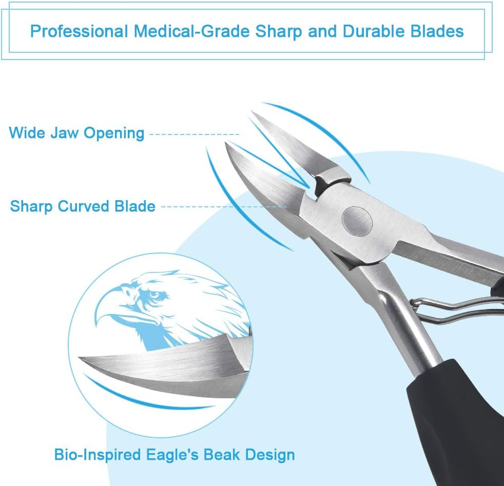 URAQT Toenail Clippers, Precision Nail Clippers Toenail Cutter for Thick or Ingrown Toenails, Heavy Duty Stainless Steel Cuticle Scissors Nail Nippers, with Protective Cover image number 5
