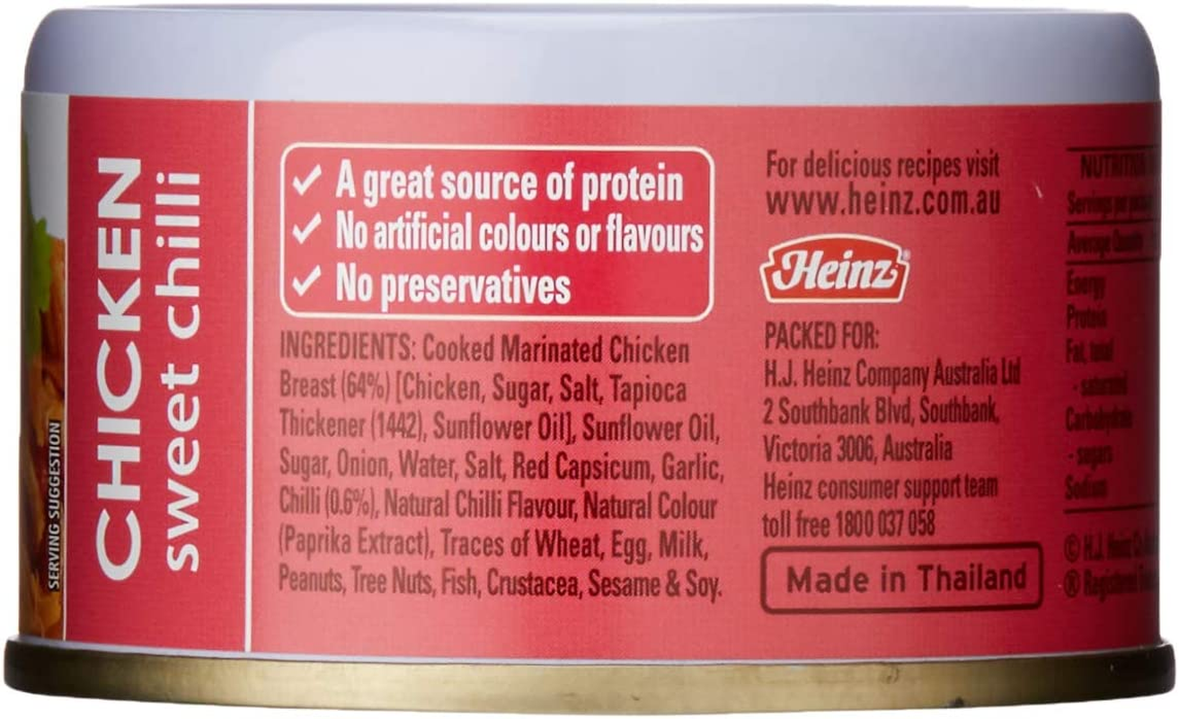 Heinz Shredded Sweet Chilli Chicken Canned Meat Catering Bulk Tin 85G (Pack of 12) image number 6