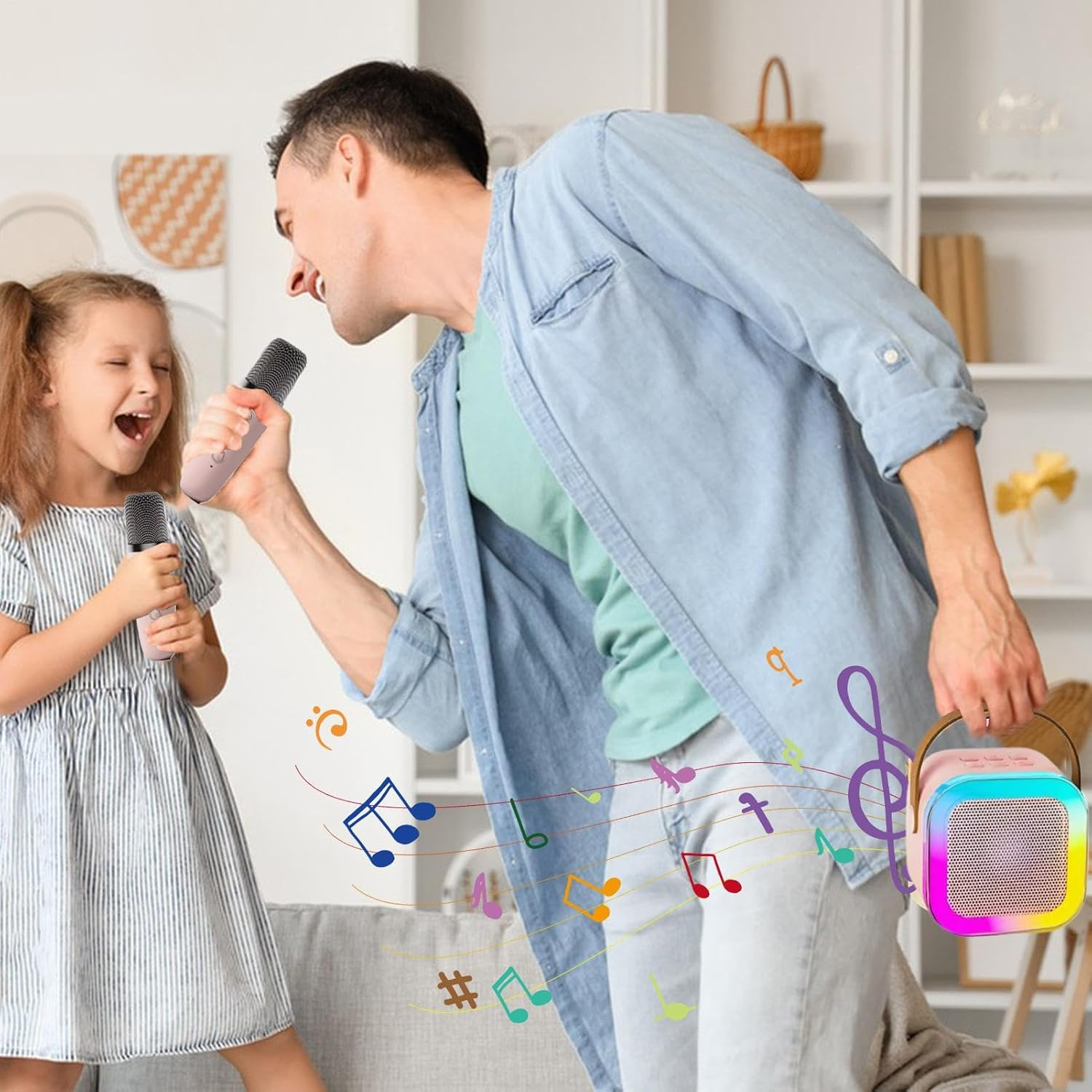 Conference Speaker and Microphone - Portable PA System Voice Amplifier Wireless Microphone and Speakers - Small Karaoke System, Guitar Amplifier for Gathering, Family