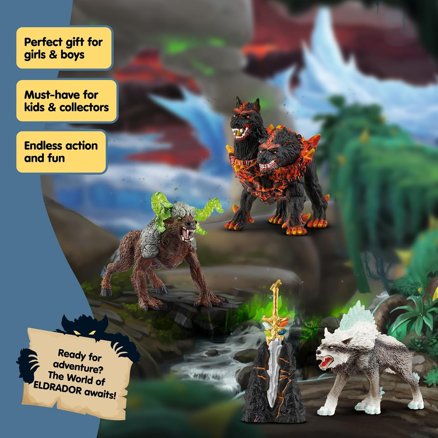 Schleich Eldrador 4-Piece Monster Toy for Boys and Girls Ages 7+, Eldrador Creatures Starter Set with 3 Action Figures image number 2