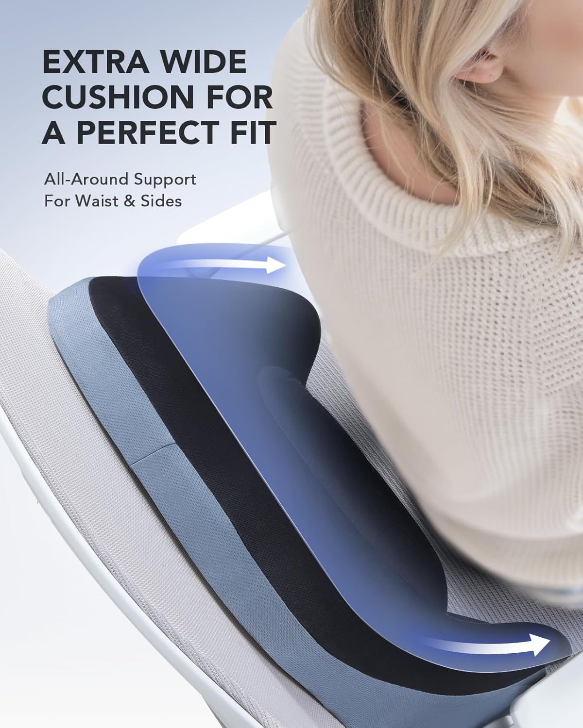 HUANUO Lumbar Support Cushion, Car Seat Back Support with Double Adjustable Straps, Ergonomic Posture Corrector for Sitting Comfort for Car Seat, Office Chair, Gaming Chair image number 2