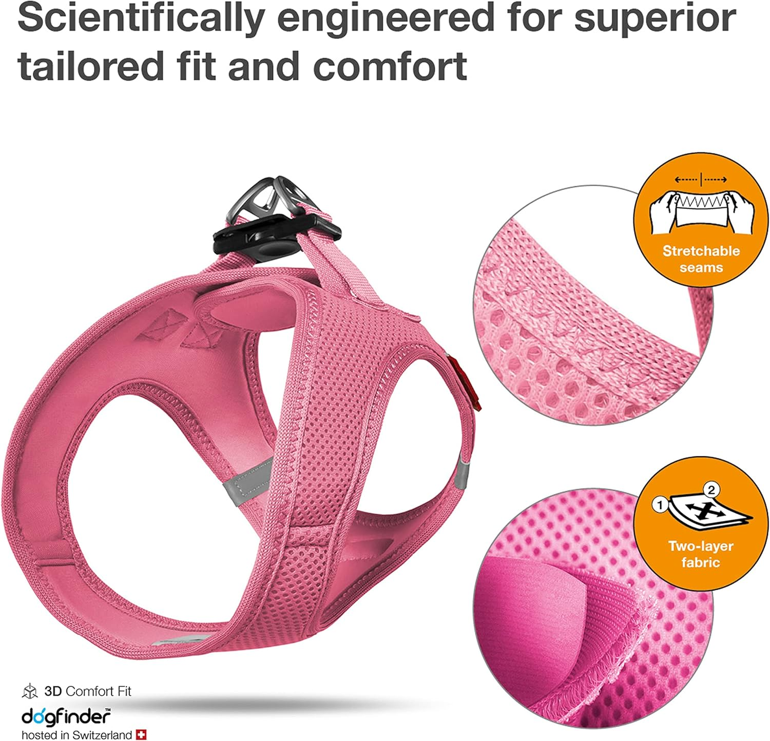 Curli VA-PI-3XS Vest Air-Mesh Harness for Dog, 3X-Small, Light Pink image number 2