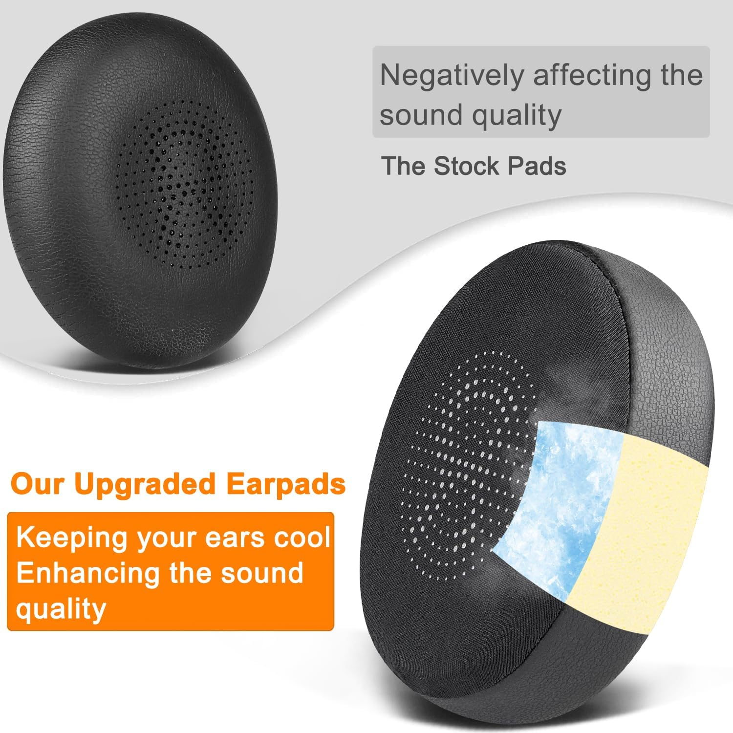 SOULWIT Cooling Gel Earpads Replacement for Jabra Evolve2 65 (Evolve 2 65MS 65UC MS Uc)/Evolve2 40 (40UC 40MS Usb)/Elite 45H On-Ear Wireless Headset, Ear Pads Cushions with Ice Silk Fabric - Black image number 6