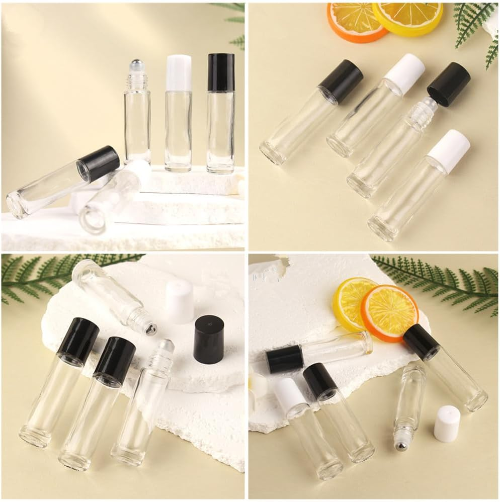 Essential Oil Roller Bottles, 10Pcs Clear Essential Oil Roller Bottles, 10 Ml Glass Roller Bottles with Stainless Steel Roller Balls, Leak Proof Roll Bottles for Aromatherapy & Facial Body Care image number 3