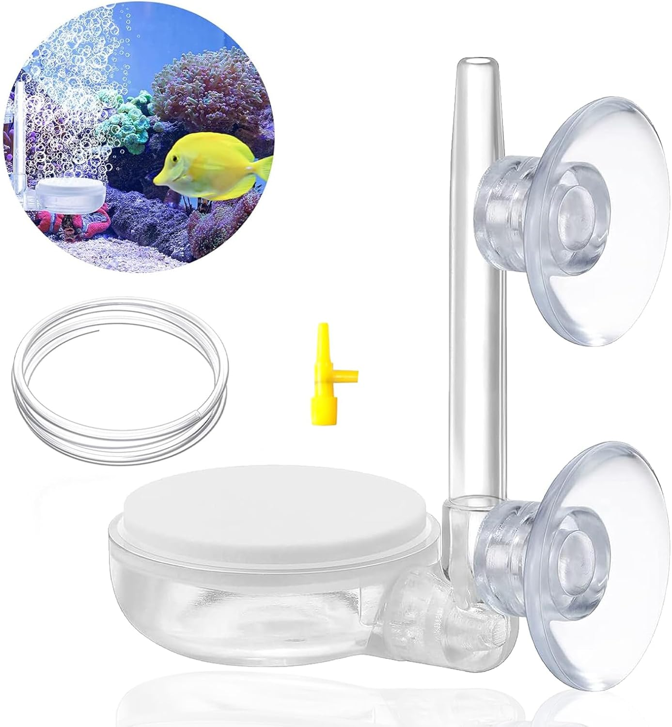 Aquarium Air Stone, Fish Tank Nano Bubble Stone with Control Valve 1.5M Air Hose Quiet Super-High Dissolved Oxygen Diffuser Makes Super Tiny Bubbles for Fish Tank and Hydroponic(5Cm) image number 2