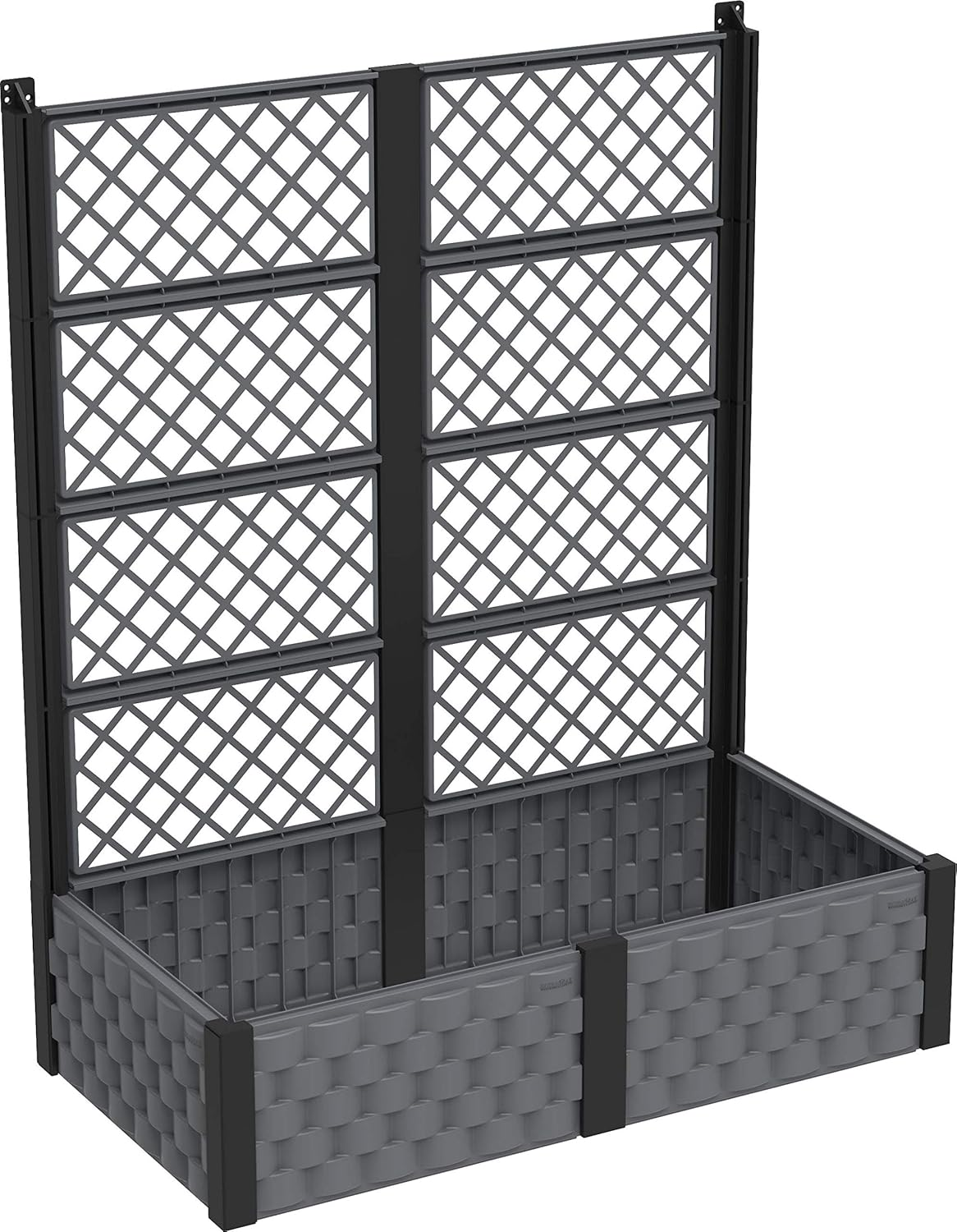 Duramax Rectangular Raised Garden Bed with Trellis, Ideal for Indoor & Outdoor Planting, Weatherproof & Extendable Trellis Planter, Grow Herbs, Flowers and Vegetable Planter, 12L Capacity, Grey image number 1