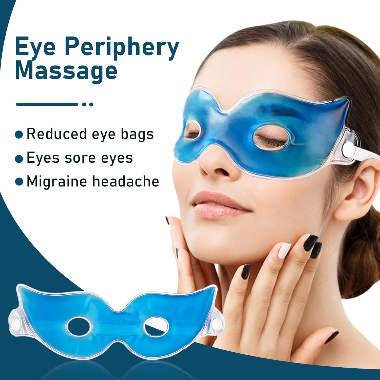 2 Pcs Gel Eye Mask, Reusable Cooling Hot Cold Compress for Puffy Eyes, Dark Circles, Headache & Migraine Relief, Ice Eye Mask for Sleeping, Stress & Sinus Pain Relief image number 4