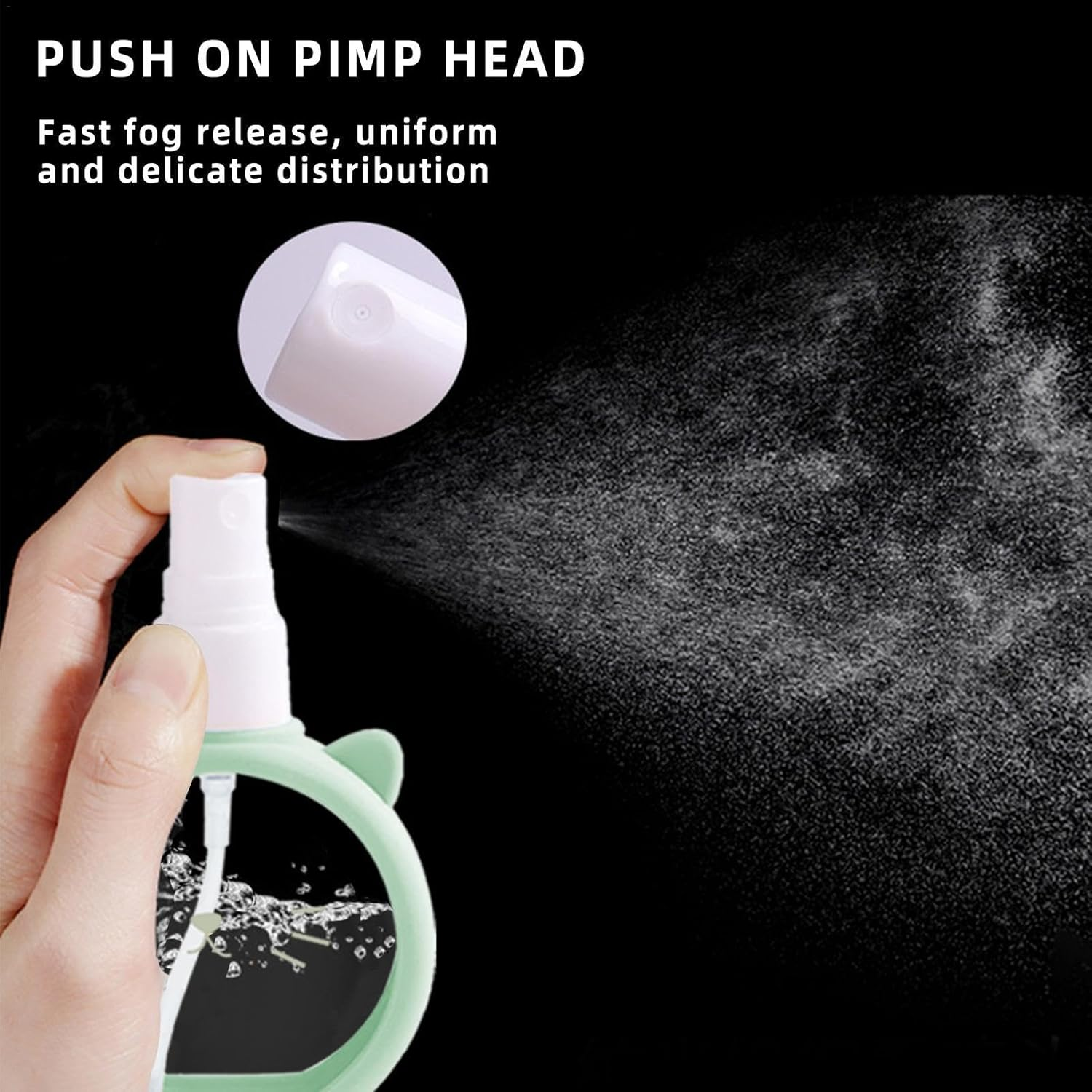 Spray Bottles with Fine Mist, 55 Ml Cartoon Refillable Perfume Bottle, Fine Mist Leak-Proof Empty Cosmetic Spray Bottle, Reusable Liquid Container with Lid for Travel at Home - Green image number 6