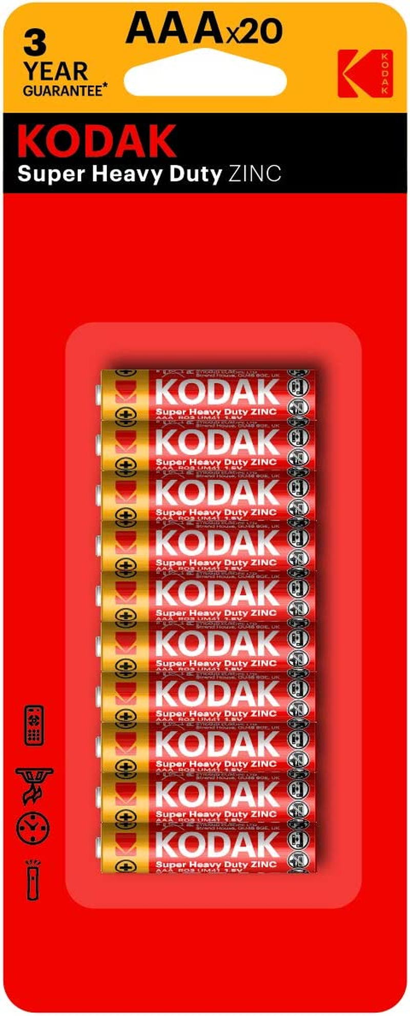 Kodak 30937765 Super Heavy Duty AAA 20 Pack Zinc Batteries image number 1