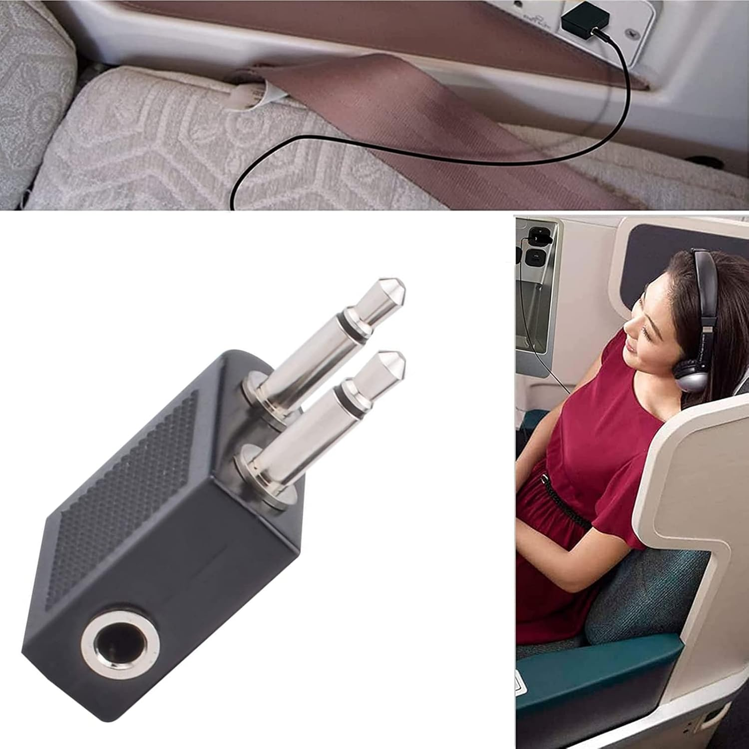 WH-1000XM4 Airplane Headphone Adapter 3.5Mm Golden Plated Airline Earphone Adapter for In-Flight Entertainment System Compatible with Sony WH1000XM4 WH-1000XM3 WH-1000XM2 MDR-1000X EX750NA Headphones