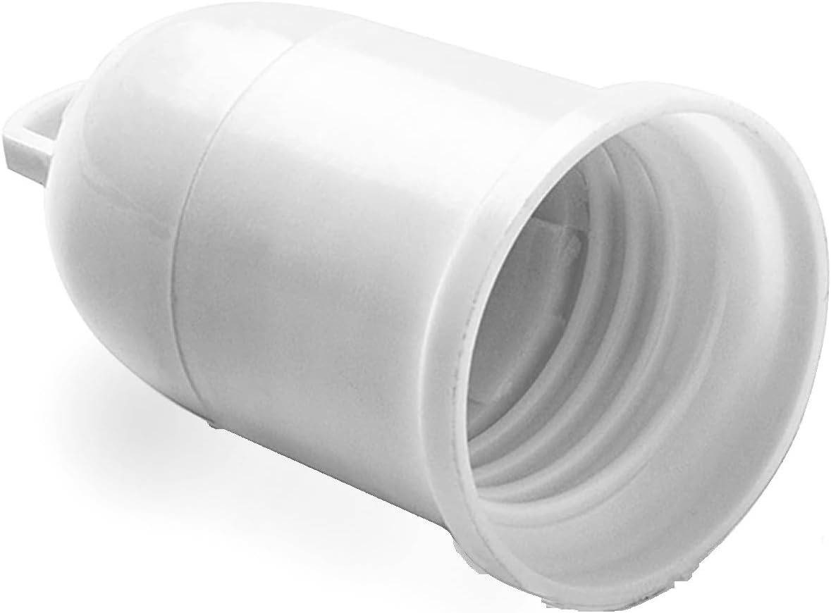 Glowster Light Bulb Holder - E27 Lamp Holder in White - Ideal for Screw Bulbs - Made from Durable Materials