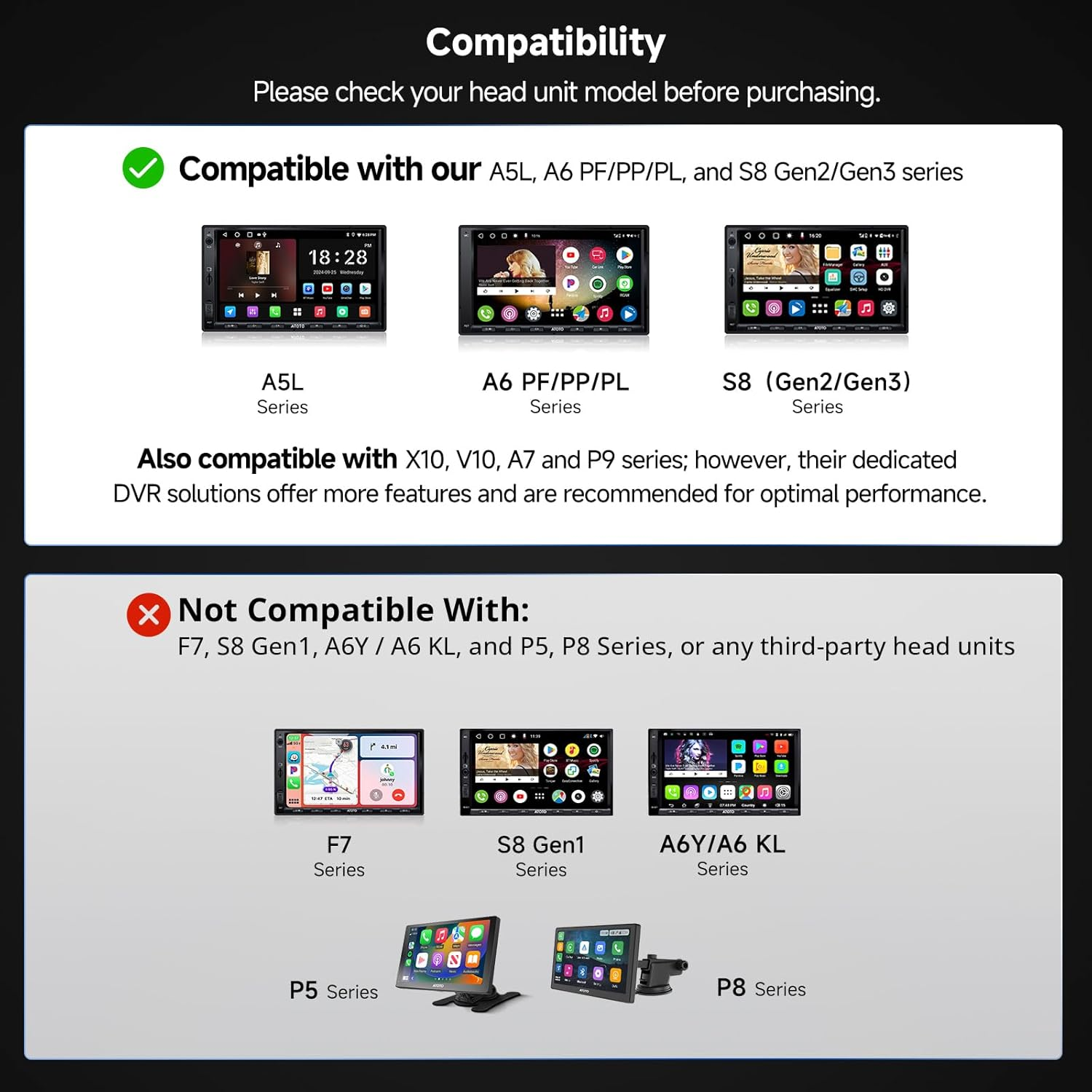 AC-44P2 1080P USB DVR On-Dash Camera, 156&deg; Wide-Angle, Loop Recording, Video Lock Founction & Video Playback, Read up to 64GB Card, for A5, A6, S8, P9, X10 Not Compatible with F7, P5, P8 image number 4
