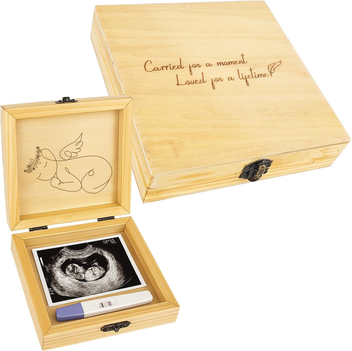 Miscarriage Memory Box, a Heartfelt Sympathy Gift for Mothers Loss of Baby, Wooden Keepsake Box, Remembrance Gifts Miscarriages, Infant Loss Memorial for Moms and Dads image number 1