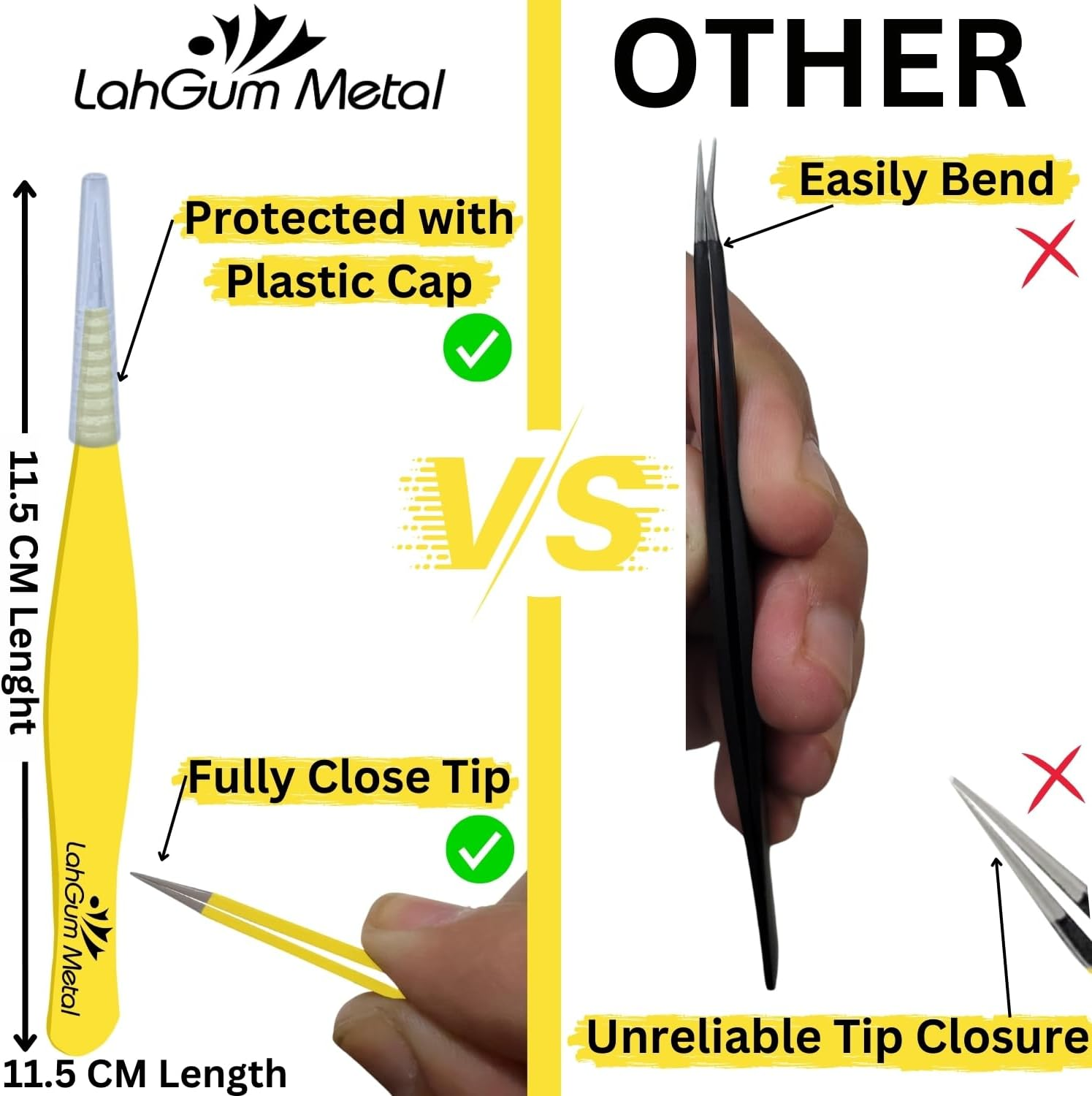 Super Sharp Pointed Tweezers Precision Best Splinter Tweezers Pointed Tip Thin Needle,Ingrown Hair Tweezers Kit image number 4