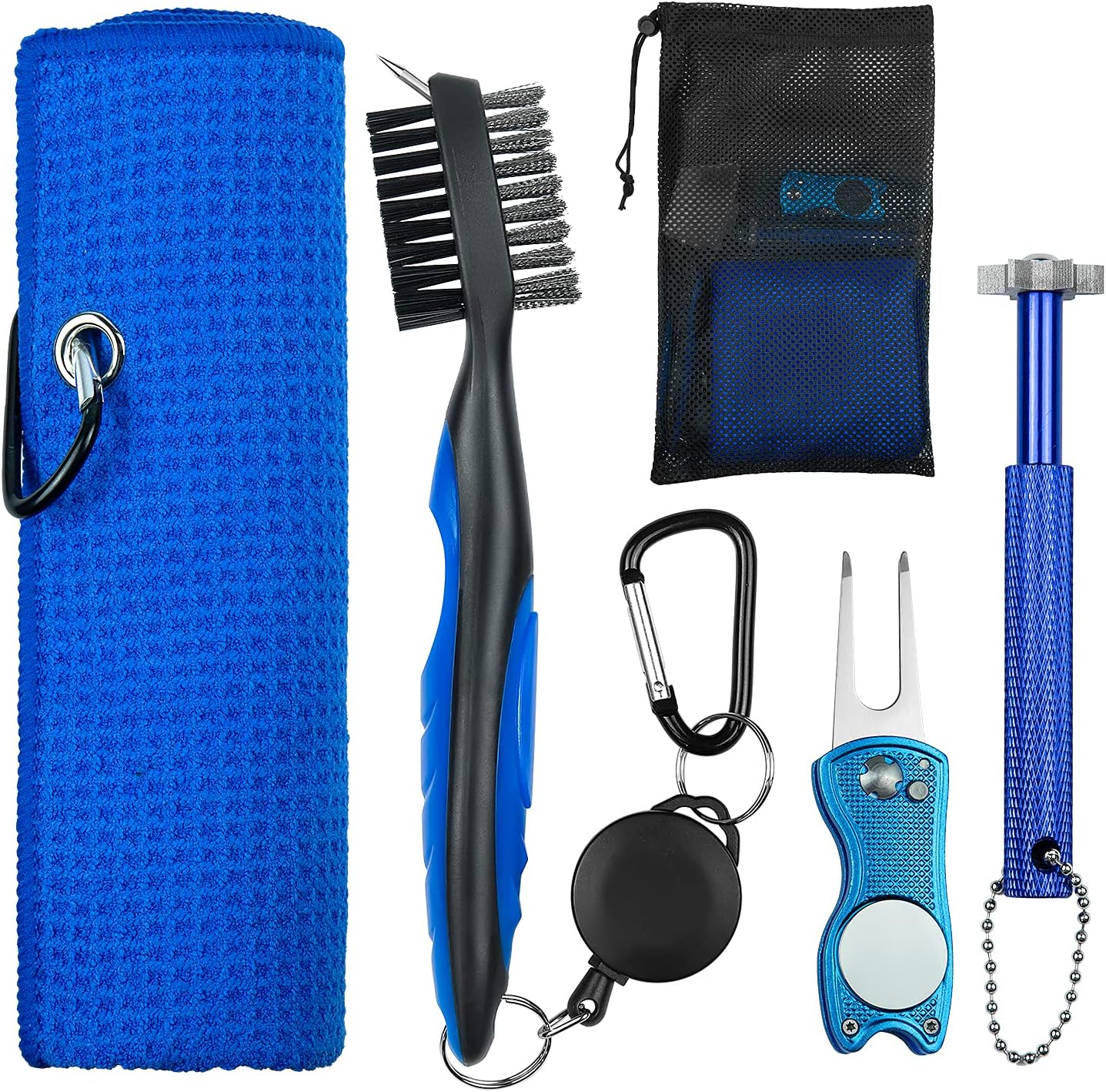 Golf Club Cleaner,Golf Towel,Golf Club Brush,Golf Club Groove Sharpener and Divot Repair Tool with Golf Pouch Bag,Golf Accessories for Men,Golf Ball Cleaner