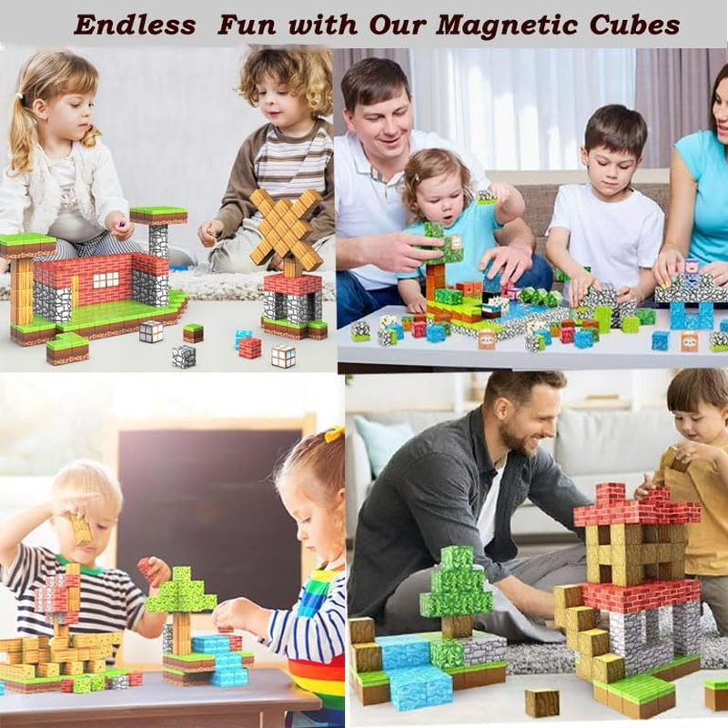 100PCS Magnetic Blocks-Build Mine Magnet World Edition, Magnetic Toys for Boys & Girls,Stem Montessori Sensory Toys for Toddlers Gifts for 3+ Years Old