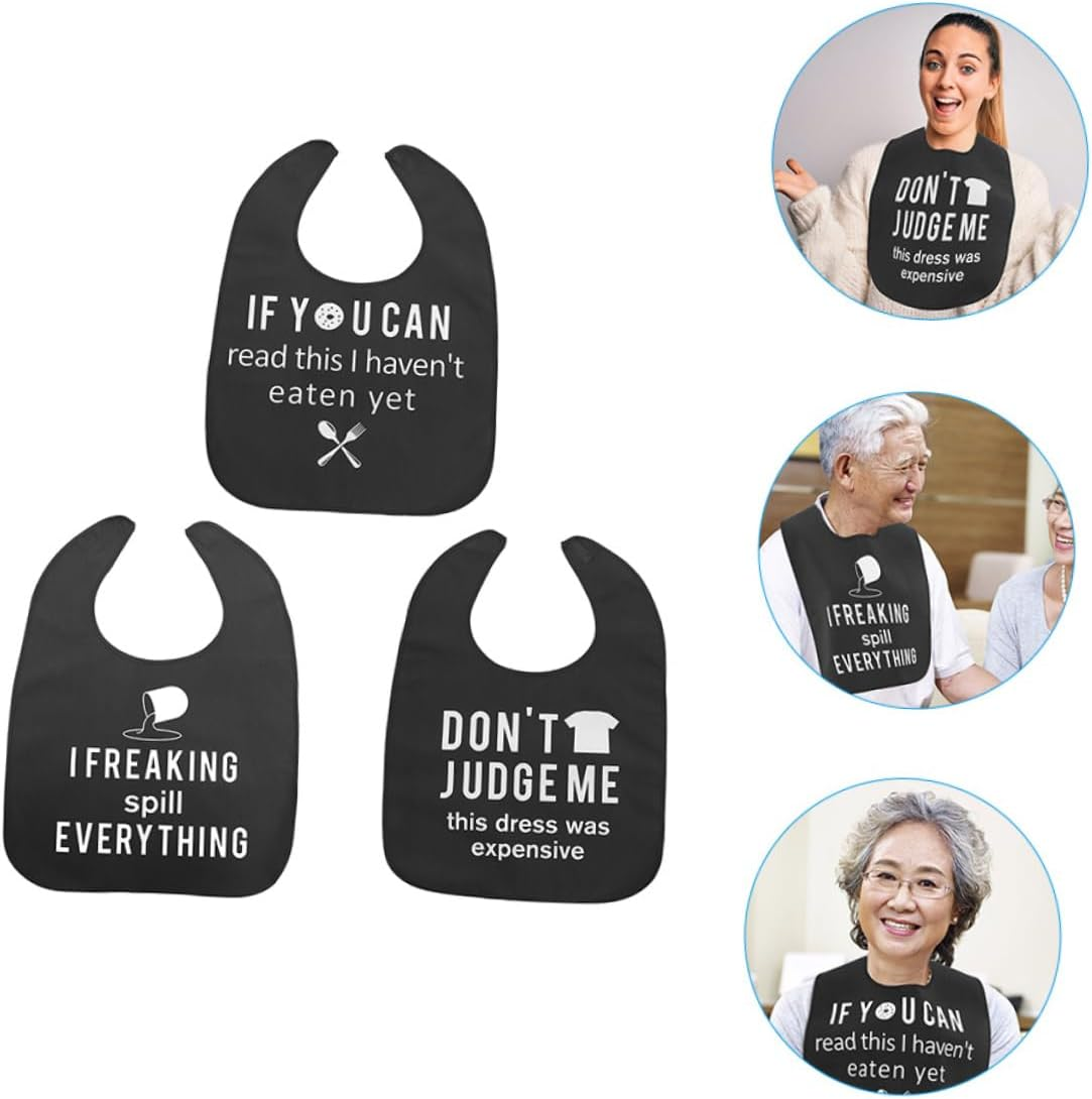 IWOWHERO 3 Pcs Adjustable Adult Bibs for Seniors Decorative Washable Bibs for Elderly Eating Reusable Dining Protectors Women Comfortable Fit for Everyday Use image number 5