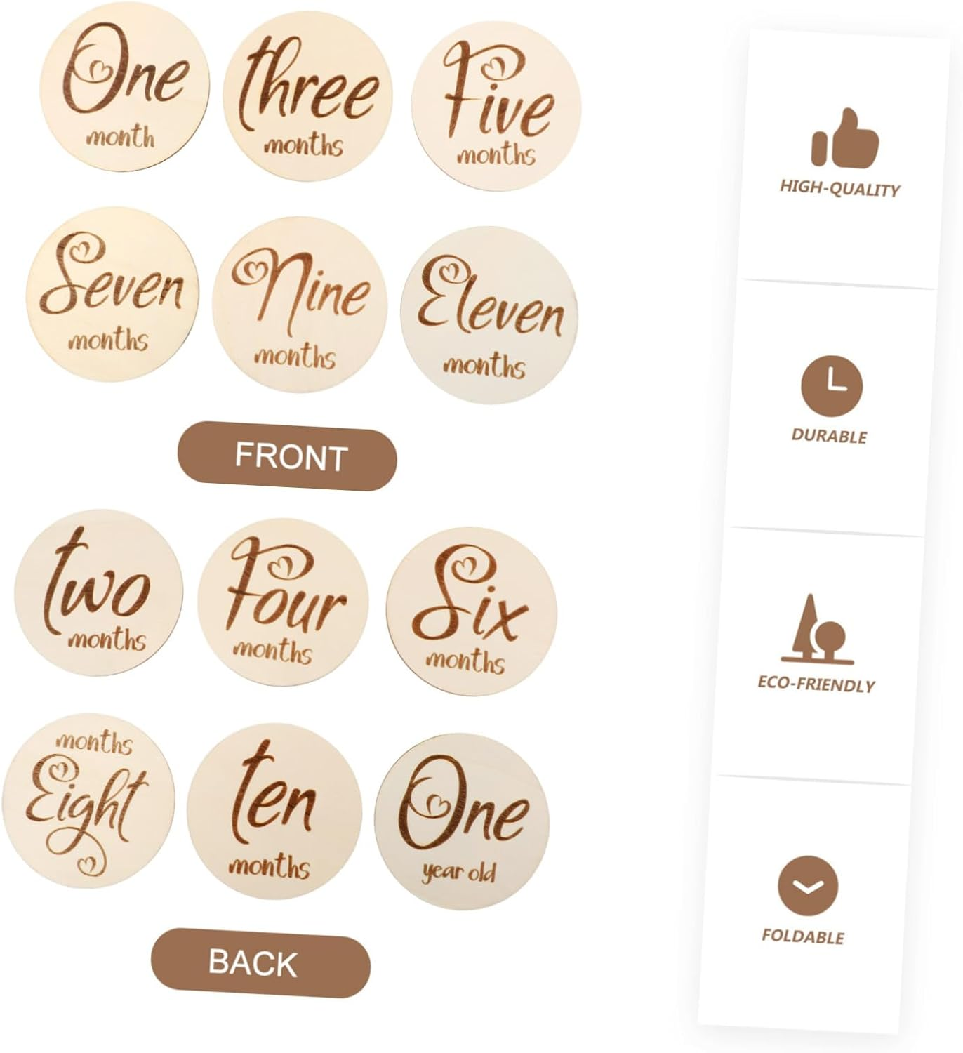 ERINGOGO 6Pcs Boy Girl Growth Milestone Cards Stylish Leaf Design High Contrast Inkless Print for Newborn Photo Sessions image number 6