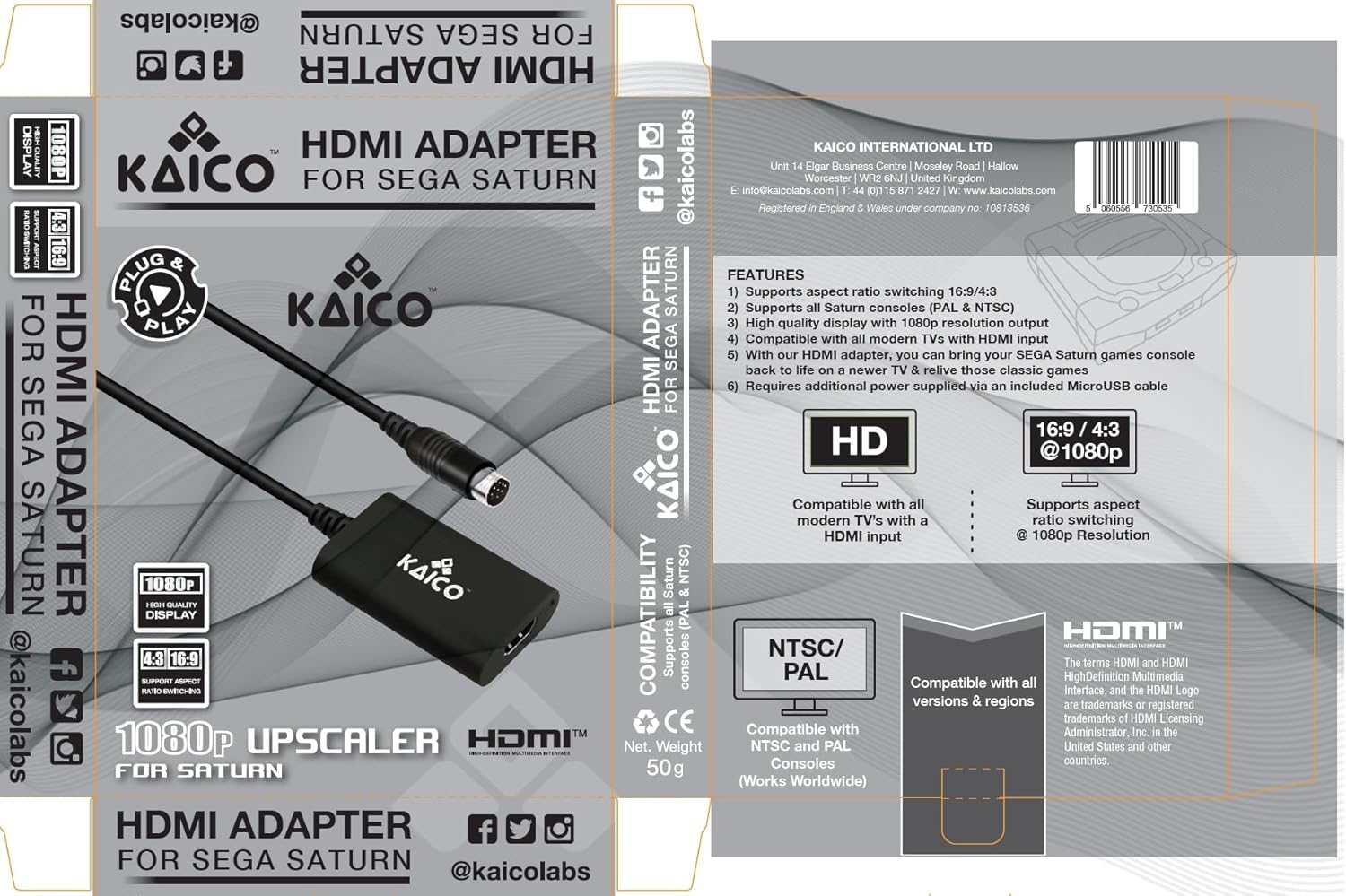Kaico SEGA Saturn 1080P HDMI Adapter - for Use with Sega Saturn - Supports S Video Output &ndash; Supports PAL and NTSC Consoles &ndash; Aspect Ratio Switch for 16:9 or 4:3 image number 2