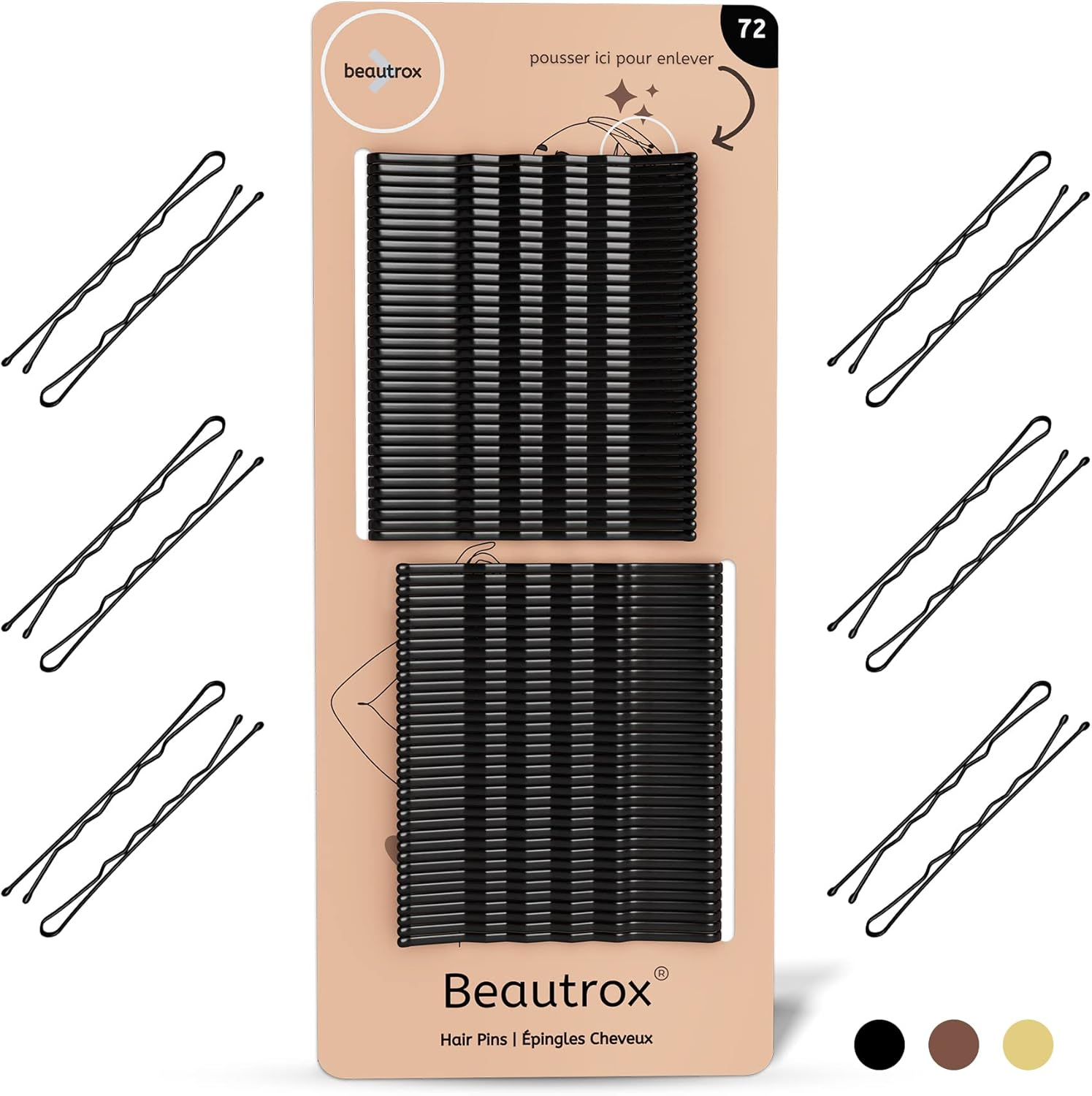 Beautrox Blonde Hair Pins for Women &mdash; 72 Pieces, 5.5Cm Blonde Hair Grips &mdash; Sturdy Steel Bobby Pins Blonde for All Day &mdash; Kirby Grips Suitable for All Hair Lengths & Thickness &mdash; Hair Accessories Women