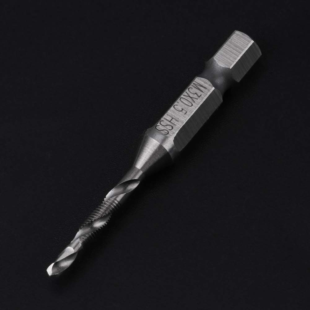 Taps, M3 HSS 1/4 Inch Hexagonal Shank Drills & Taps Power Tool Part, M3 X 0.5: Total Length: 55 Mm, Spiral Length: 24 Mm, Drill Diameter: 2.5 Mm, Made of High Speed Steel image number 5