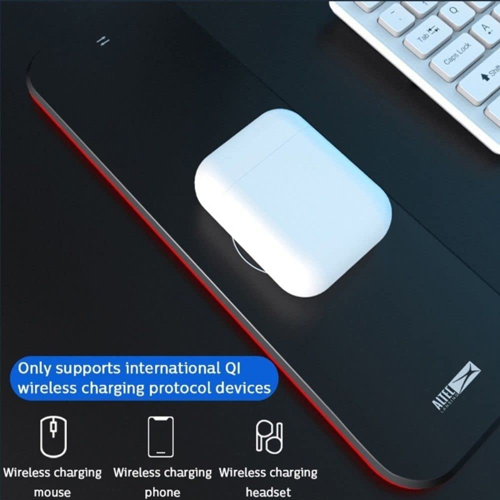 Altec Lansing RGB Mousepad with Wireless Charging Pad, Non-Slip Rubber Base, Smart Touch Sensor, Gaming Keyboard Mat and Mouse Pad for PC, Laptop image number 5