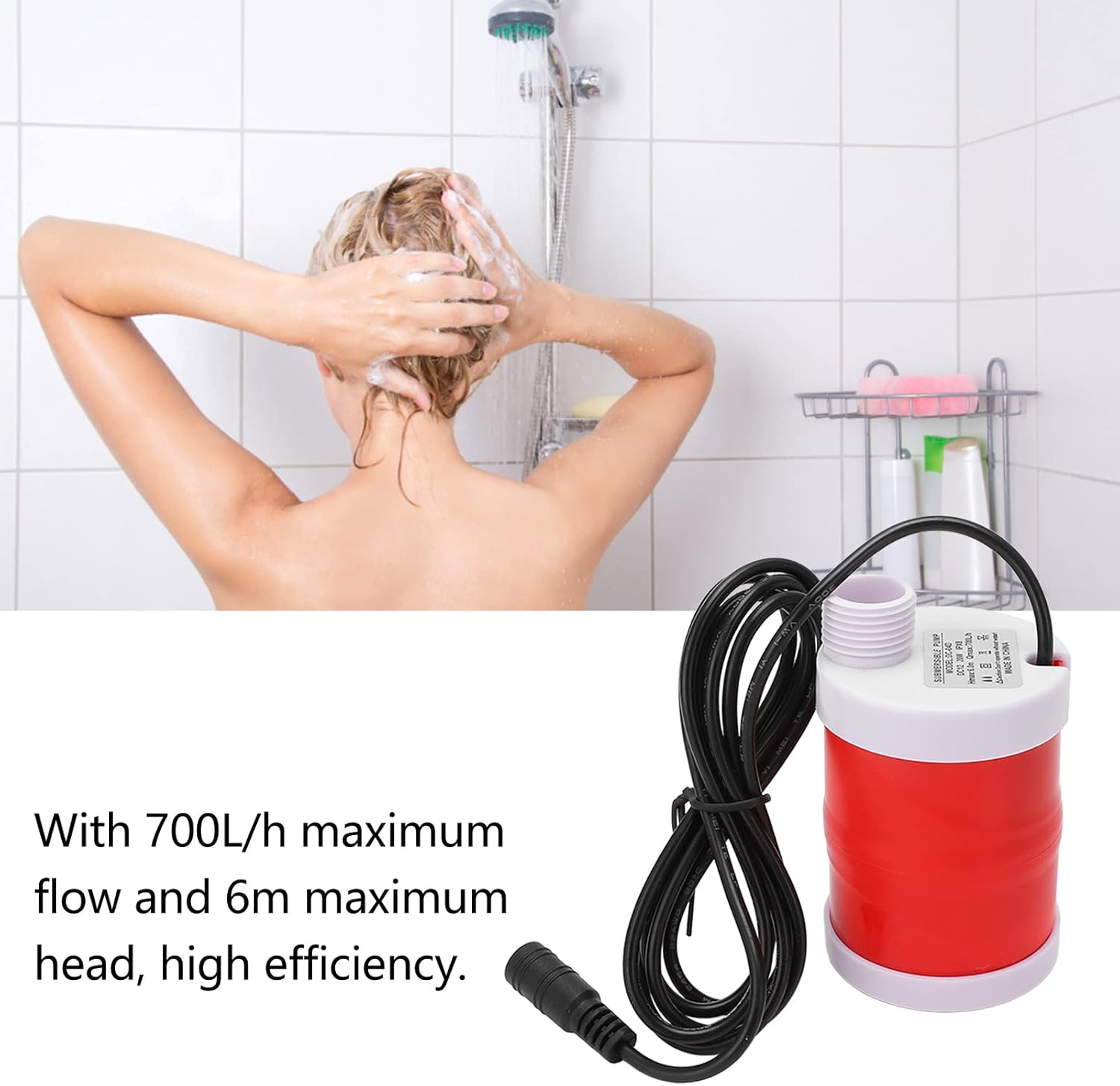 Submersible Pump DC 12V 20W 700L H Low Noise Wide Application for Fish Tank, Water Supply, Outdoor Camping image number 5