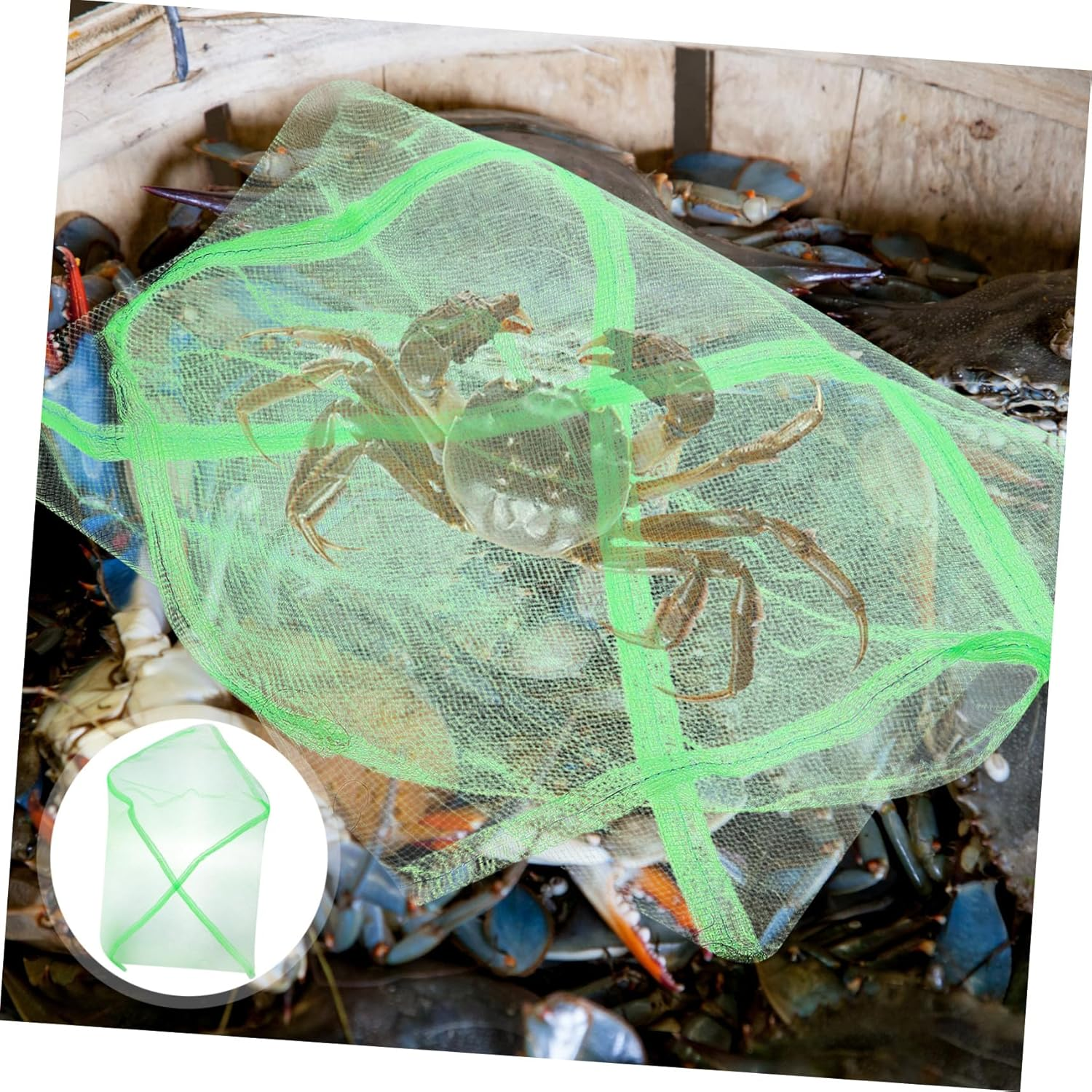 10Pcs Portable Crab Mesh Bags with Drawstring Wear-Resistant Fishing Net Bags for Outdoor Crab Storage and Fish Collection Lightweight Breathable Pouch for Garden Use image number 1