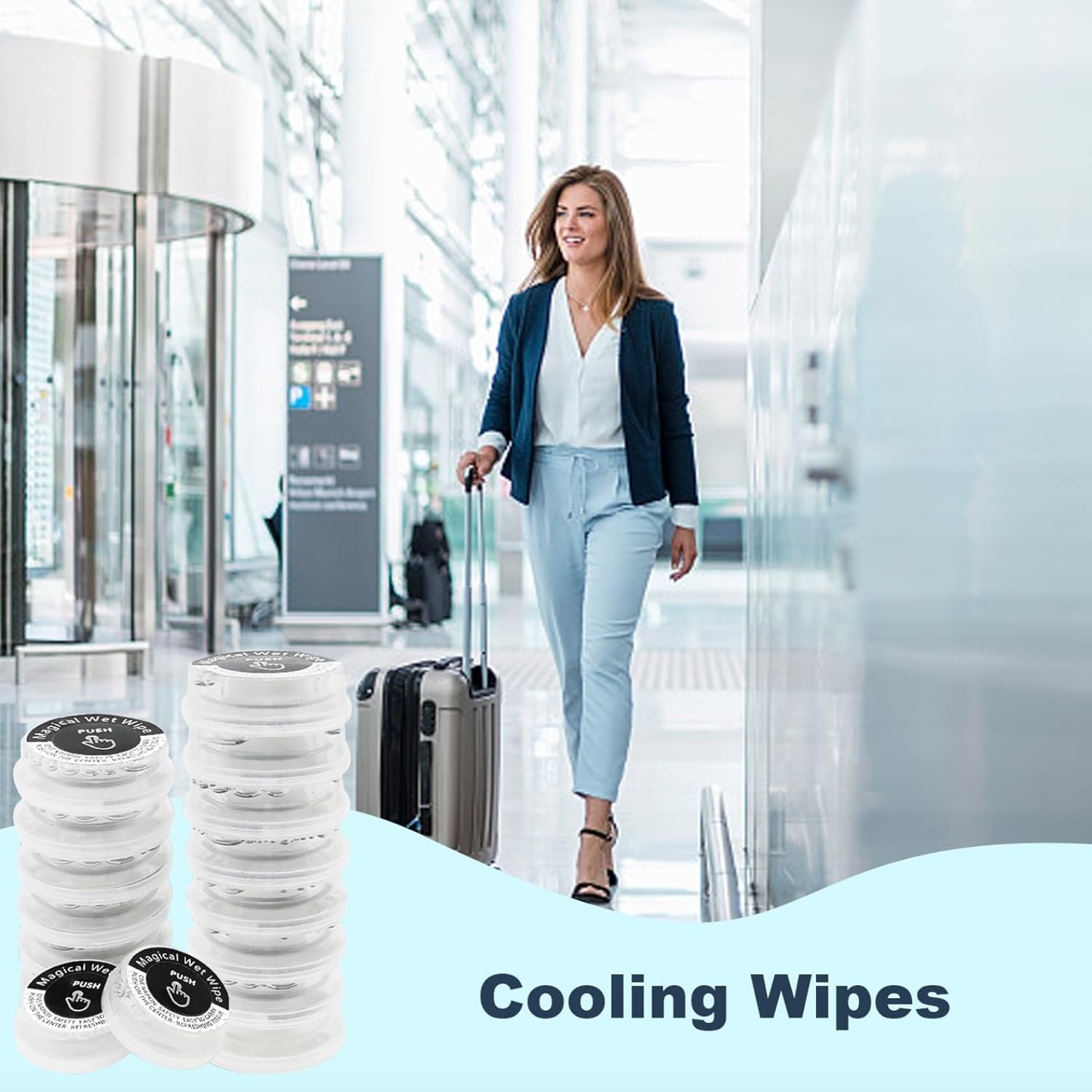 Hand Wipes Travel Size Portable Hand Pop Hand Wipes Non-Stimulating Personal Cleansing Wipe with Built-In Liquid Magical Wet Wipes for Baby Adults 50Pcs image number 3