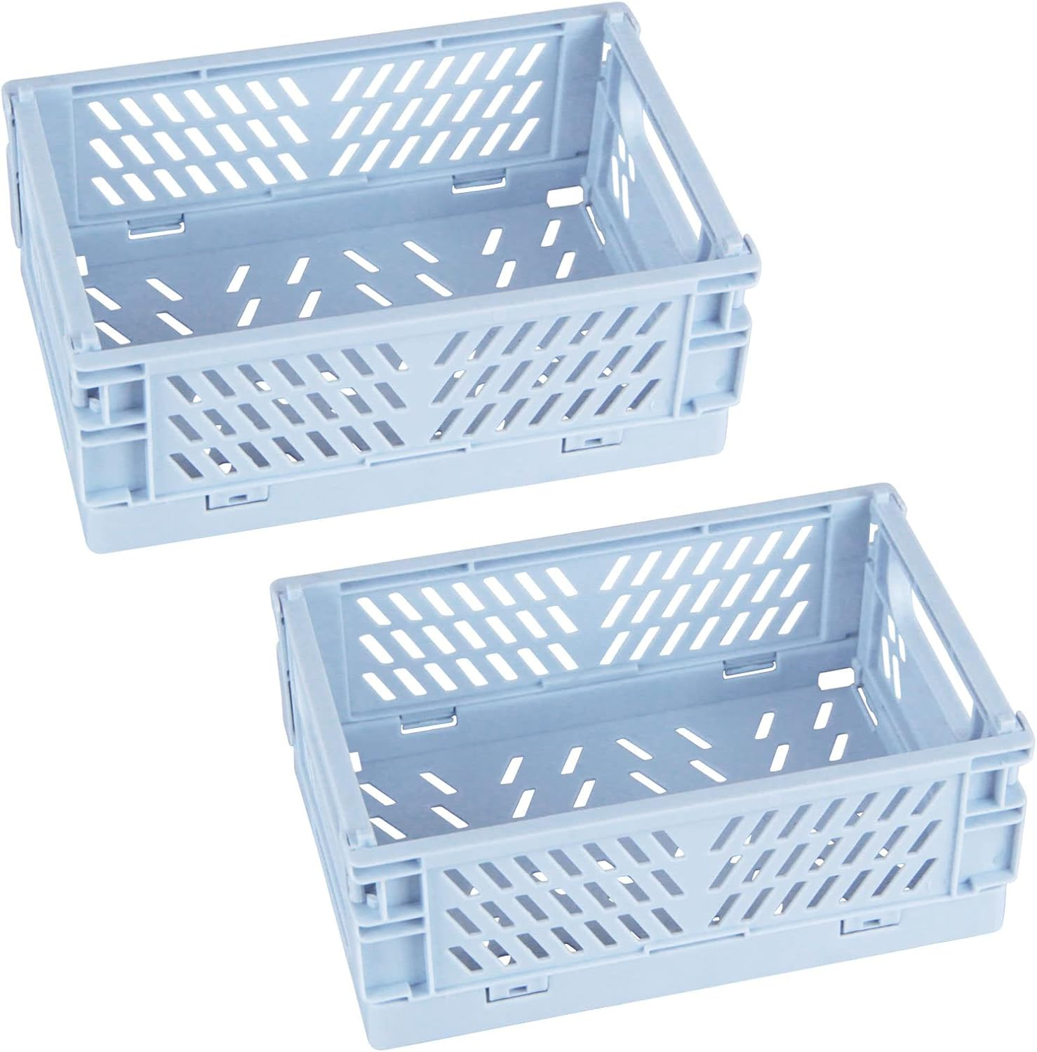 Tixill 2-Pack Mini Foldable Plastic Baskets for Organizing and Storage, Collapsible Storage Crate for Home Kitchen Bedroom Bathroom Office (5.9X3.8X2.2, Green)
