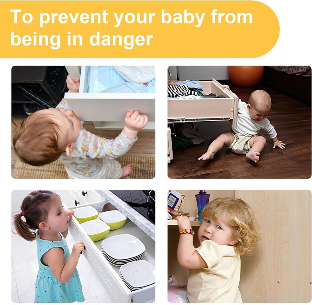 Dolemay 10 Pack Baby Safety Cabinet Locks,Child Proof Safety Door Locks with Self Adhesive Household Babies Drawer Securing Locks Multi-Purpose Childproof Latches for Furniture Cupboards-Transparent image number 3