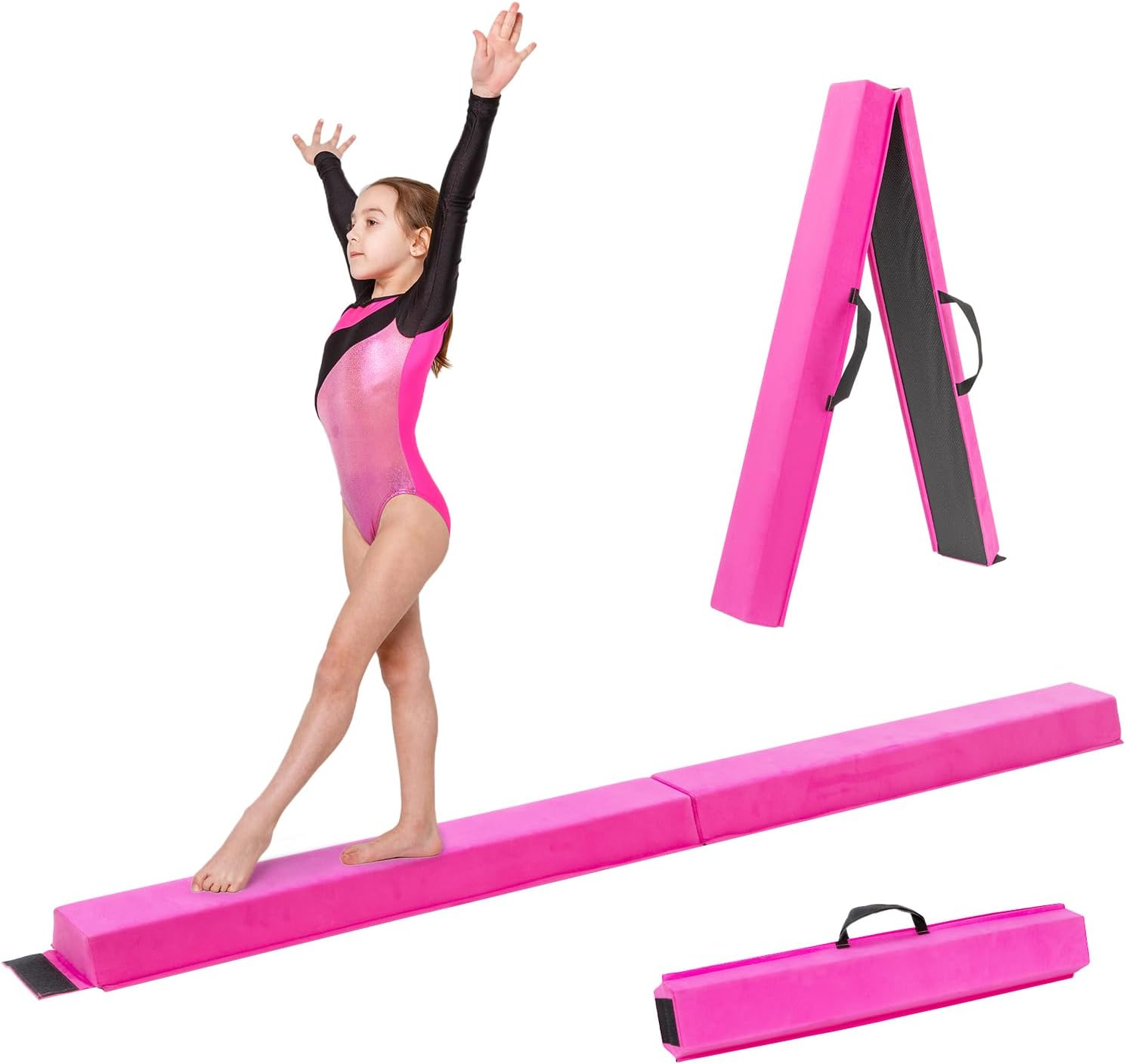 1.8M Folding Balance Beam, Portable Gymnastic Beam with Non-Slip Bottom and Carrying Handles for Kids, Floor Gymnastics Beam for Training, Practice & Professional Home Exercise image number 1