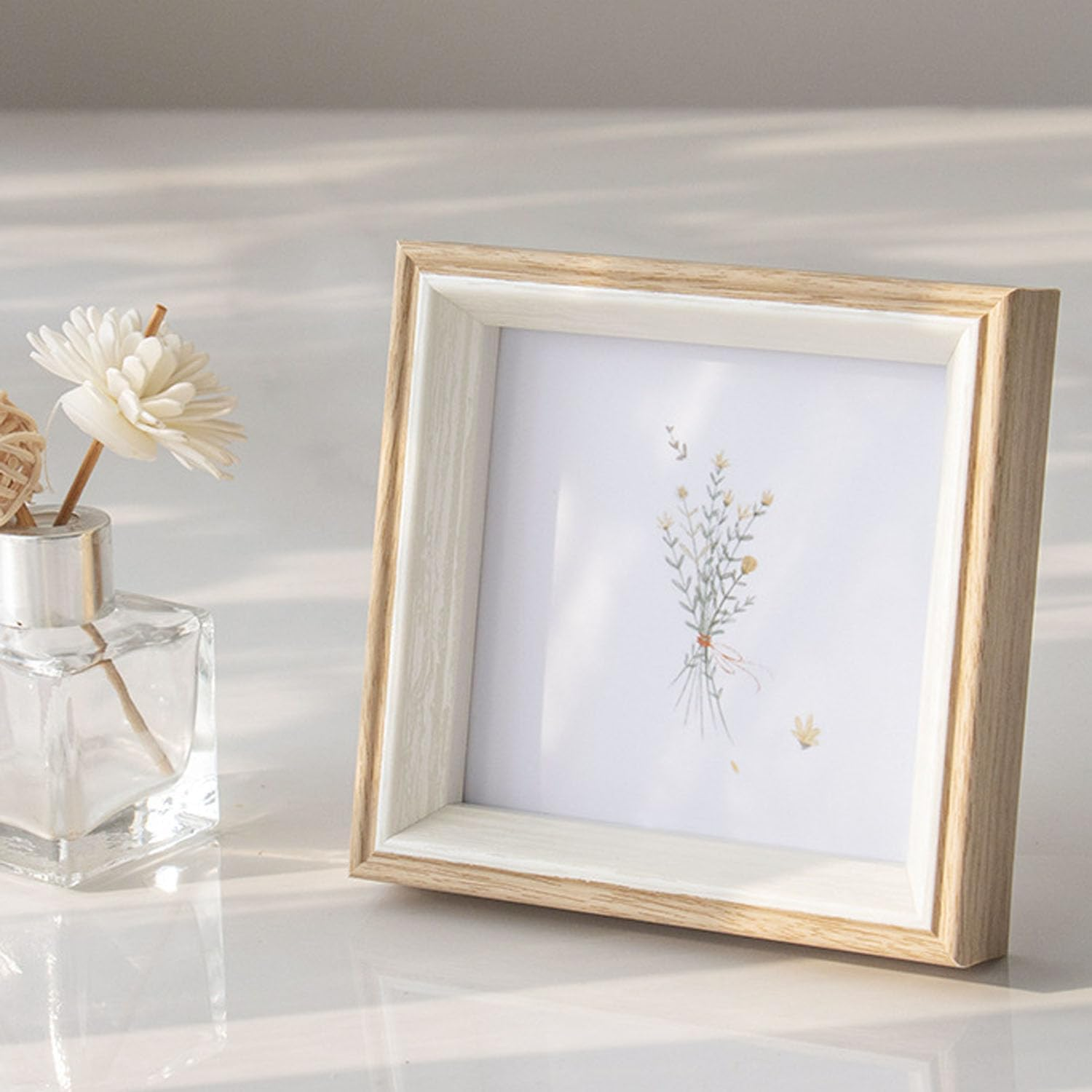 3 Pcs 6X6 Inch Square Deep Photo Frames with Angle Bracket, Picture Frames for Home Office Decoration