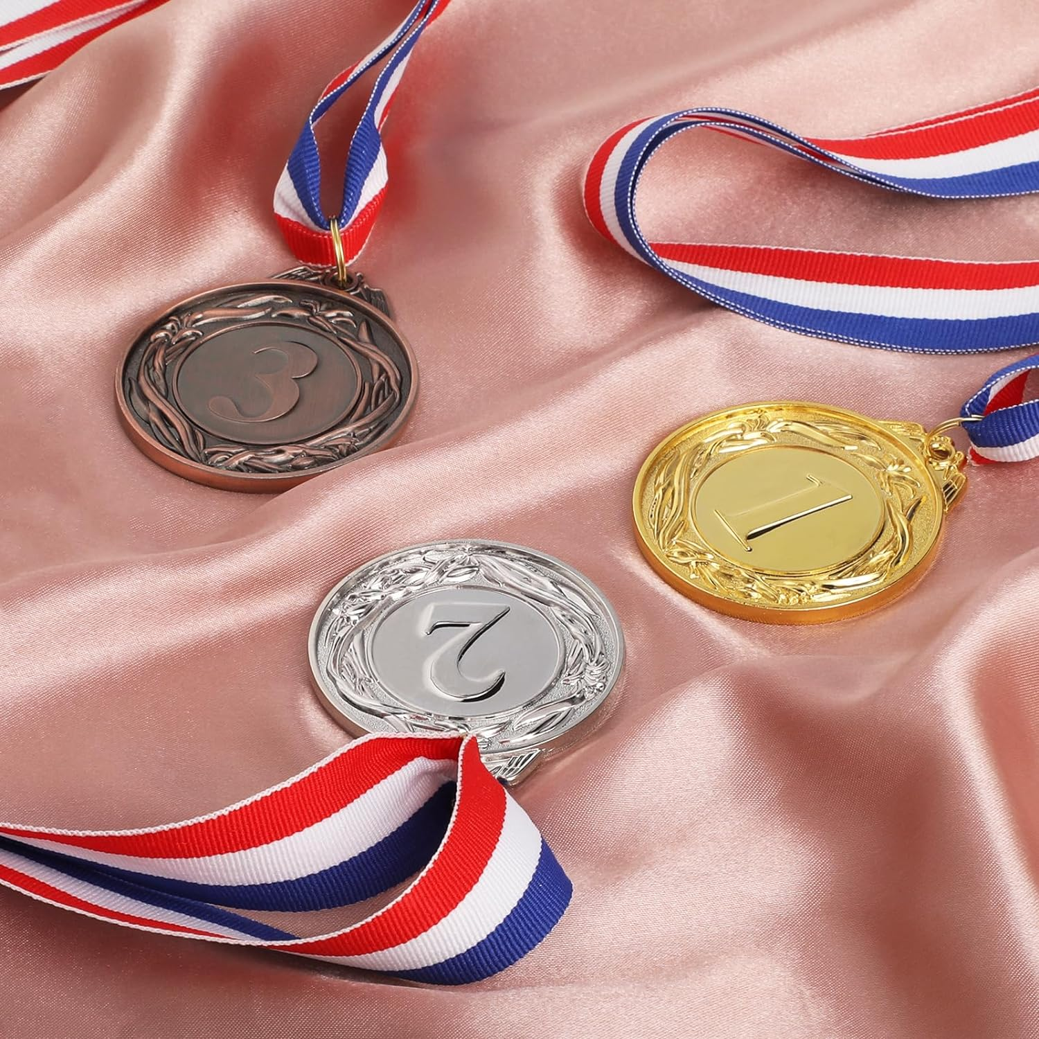 Kids Reward Medal, 12PCS Medals for Award, Gold Medal with Neck Ribbons, Winner Medals Gold Prizes for Sports, Competitions, Party, Olympic Style image number 2
