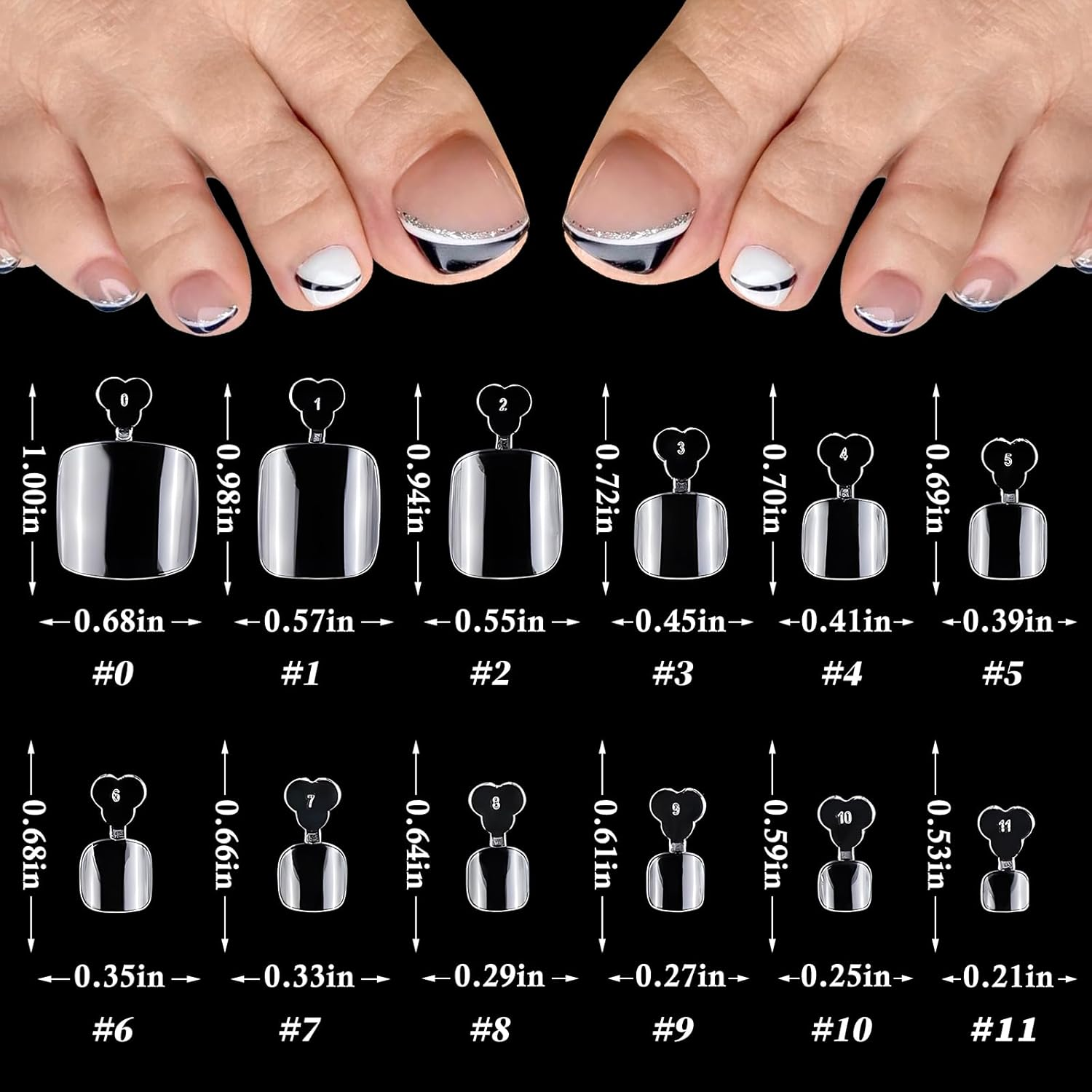 Loveourhome 240Pc Clear Gel X Toenail Tips - Square, Full Cover, Soft Gel Material - 12 Sizes, Pre-Etched Half Matte - Perfect for Nail Salon & DIY image number 3