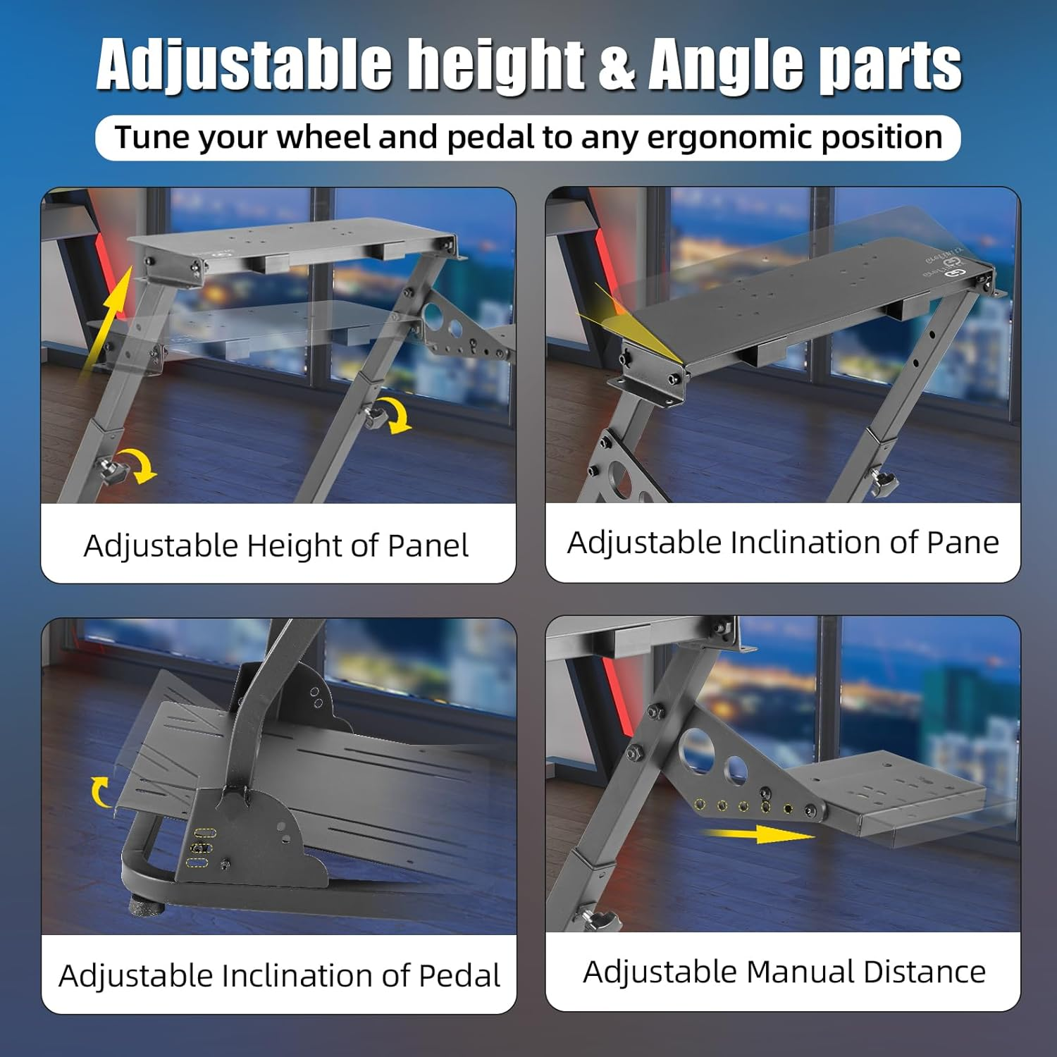 Grefinity Racing Steering Wheel Stand，Height Adjustable Steering Wheel Stand for Logitech G29 G920 G923 G27 G25 for Thrustmaster T248X T248 T300RS T150 458 TX Xbox PS4 PS5 image number 4