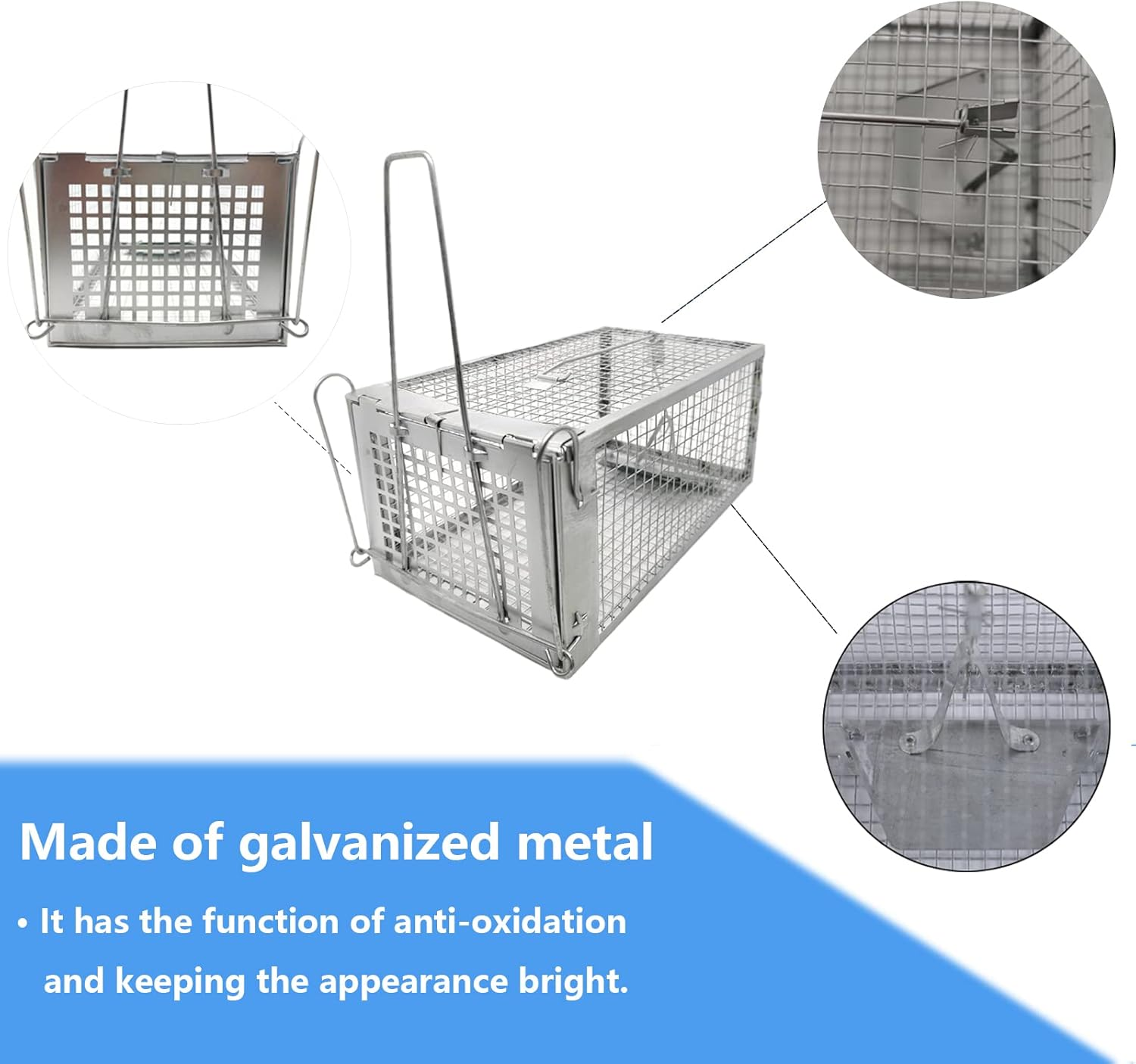 PIXESTT 2 PCS Humane Mouse Trap, Rat Cage Trap Suitable for Capturing Mice or Hamsters Alive, Friendly Small Animal Humane Live Cage Rat - 11.2'' X 5.5'' X 5'' image number 3